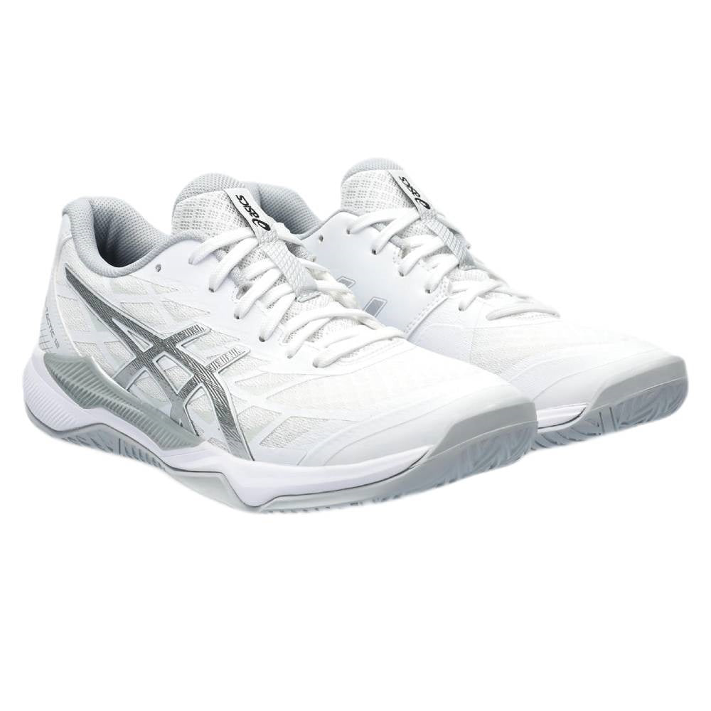 ASICS Gel Tactic 12 Women's Volleyball Shoes - Lightweight Indoor Court Sneakers for Women with Shock Absorption (White/Silver) | Perfect for Volleyball, Badminton & Squash Games