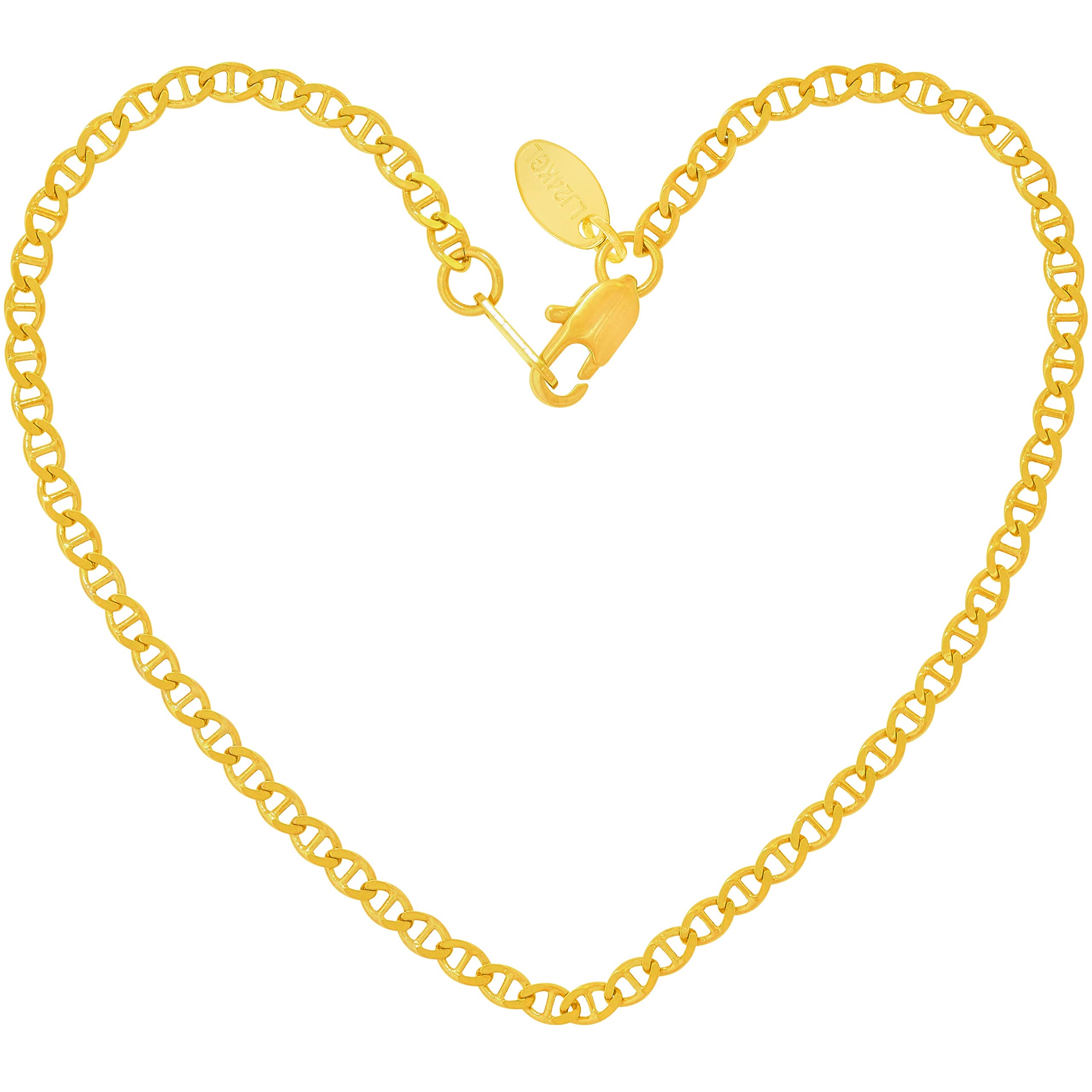 LIFETIME JEWELRY Women's 24k Gold Plated 2.6mm Mariner Ankle Bracelet - Elegant Anklet for Beach, Party & Everyday Wear
