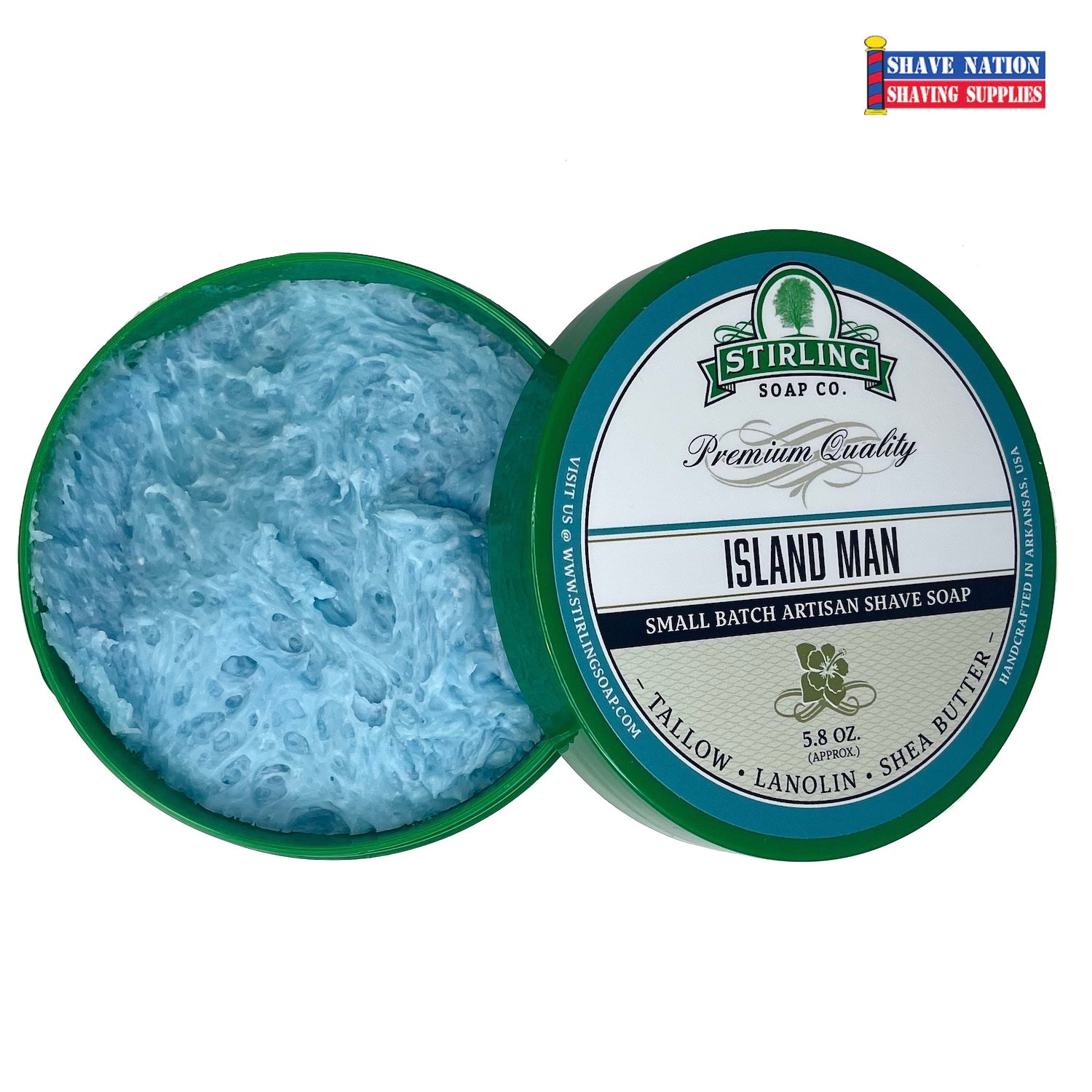 Premium Stirling Shaving Soap for Men - All-Natural Glycerin Shaving Soap Bar with Shea Butter & Essential Oils - Smooth, Close Shave for Sensitive Skin - Perfect for Wet Shaving, Travel & Grooming Kits