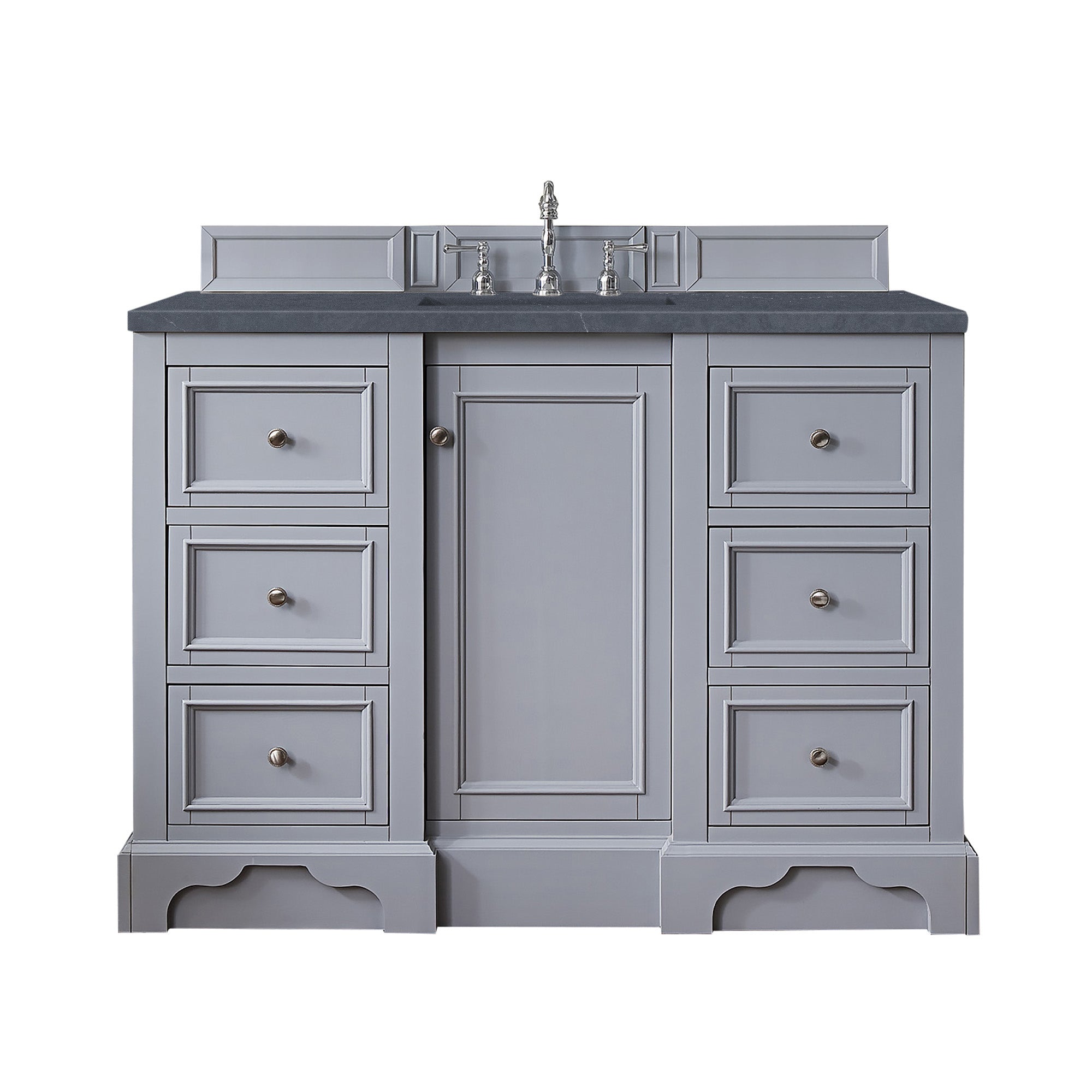 De Soto 48 Inch Single Bathroom Vanity with 3CM Charcoal Soapstone Quartz Countertop in Silver Gray - Perfect for Modern Bathroom Renovations and Home Upgrades