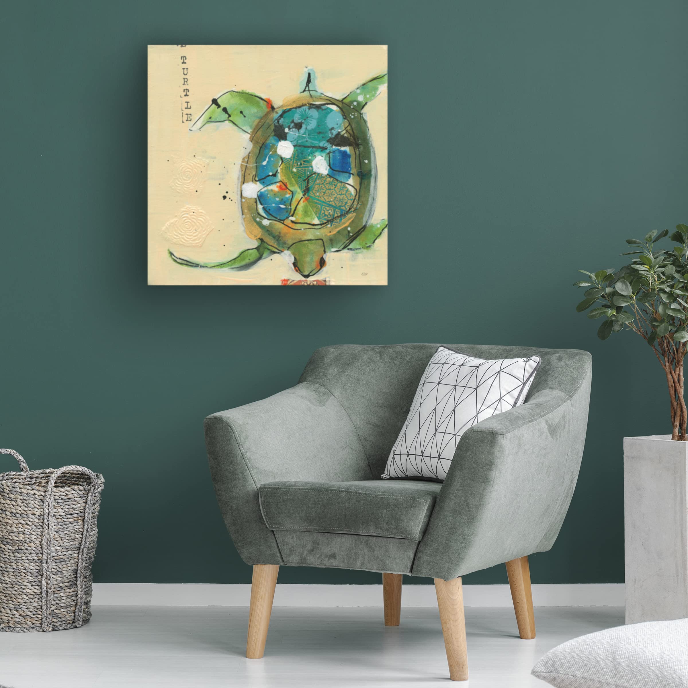 Trademark Fine Art 'Chentes Turtle' Canvas Wall Art by Kellie Day - Vibrant Sea Turtle Painting for Beach House Decor, Coastal Living Room & Ocean-Themed Bedroom