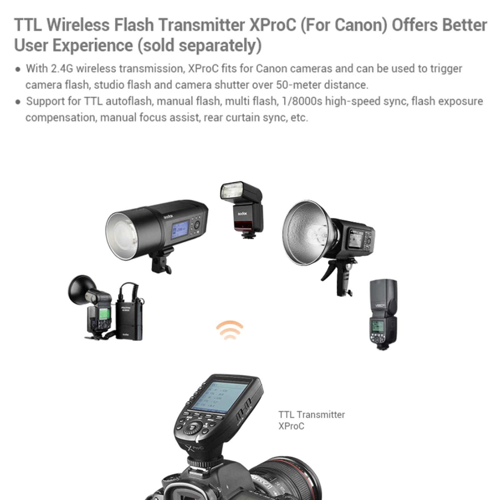Godox V350C Flash for Canon | 1/8000s HSS | 2.4G Wireless | GN36 500 Full Power | 0.1-1.7s Recycle Time | TTL Speedlight for Canon 6D, 80D, 77D, 70D, 60D, 50D, 40D, 30D, 800D, 750D/760D, 700D, 650D, 600D, 550D, 500D | Perfect for Portrait, Wedding & Event Photography (V350-C)