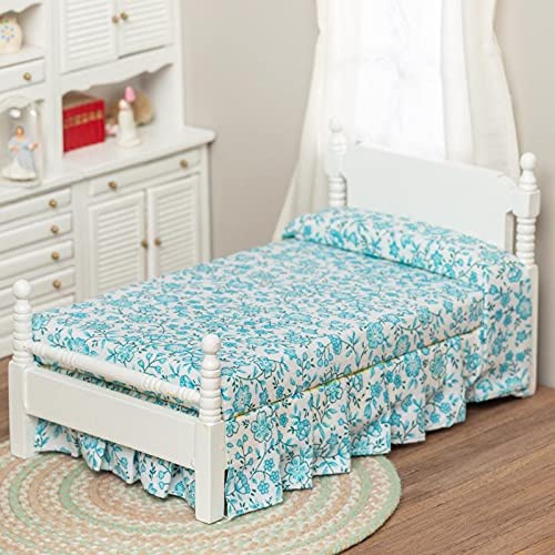 Miniature White Single Bed for Dollhouse - Handcrafted Wooden Doll Furniture - Perfect for Dollhouse Decor, DIY Projects & Collectibles