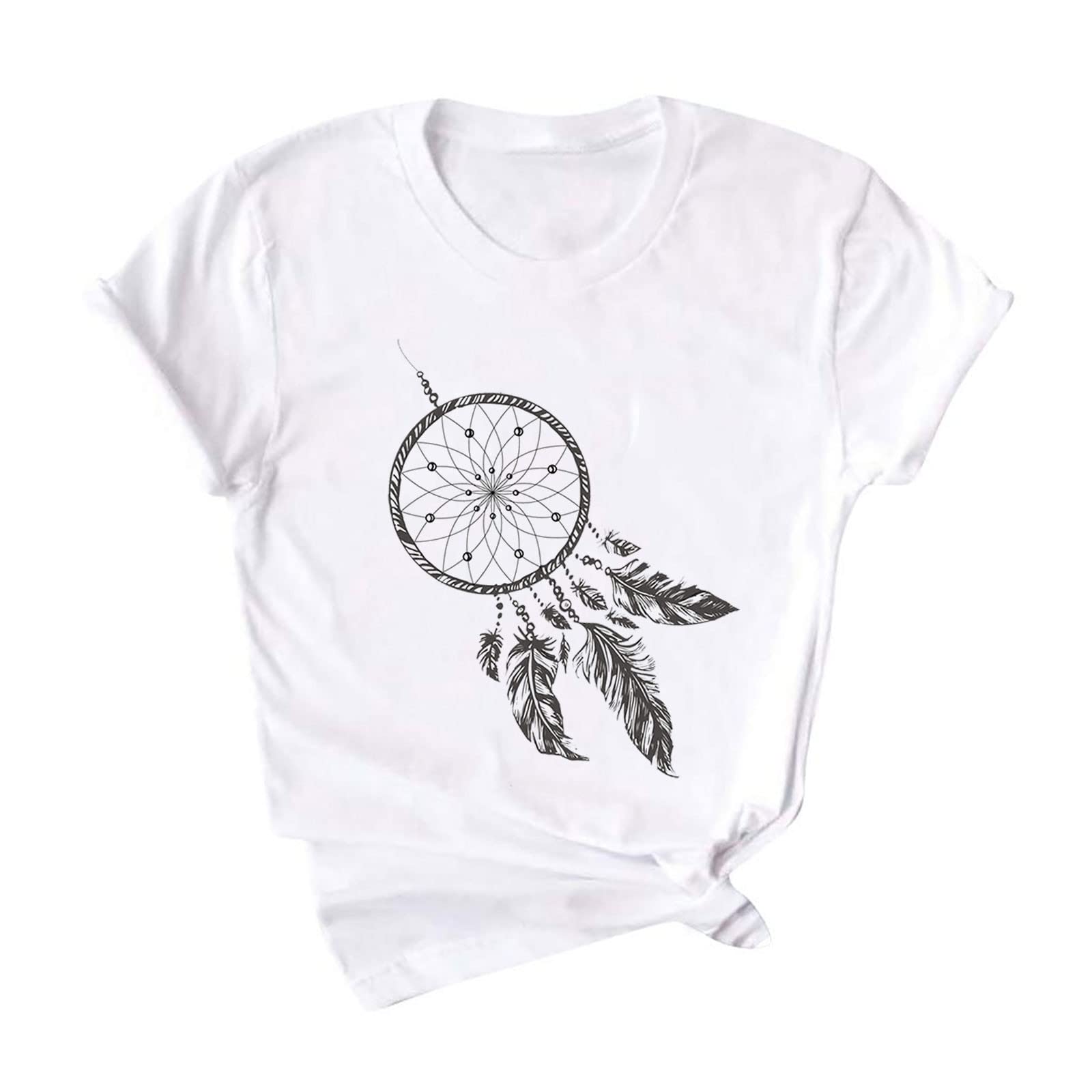 FunAloe Women's Longline T-Shirt - Dandelion Graphic Crew Neck Short Sleeve Blouse for Spring & Summer | Slimming Tops to Hide Belly | Casual Work Wear & Evening Outfits | Perfect for Office, Weekend & Social Events