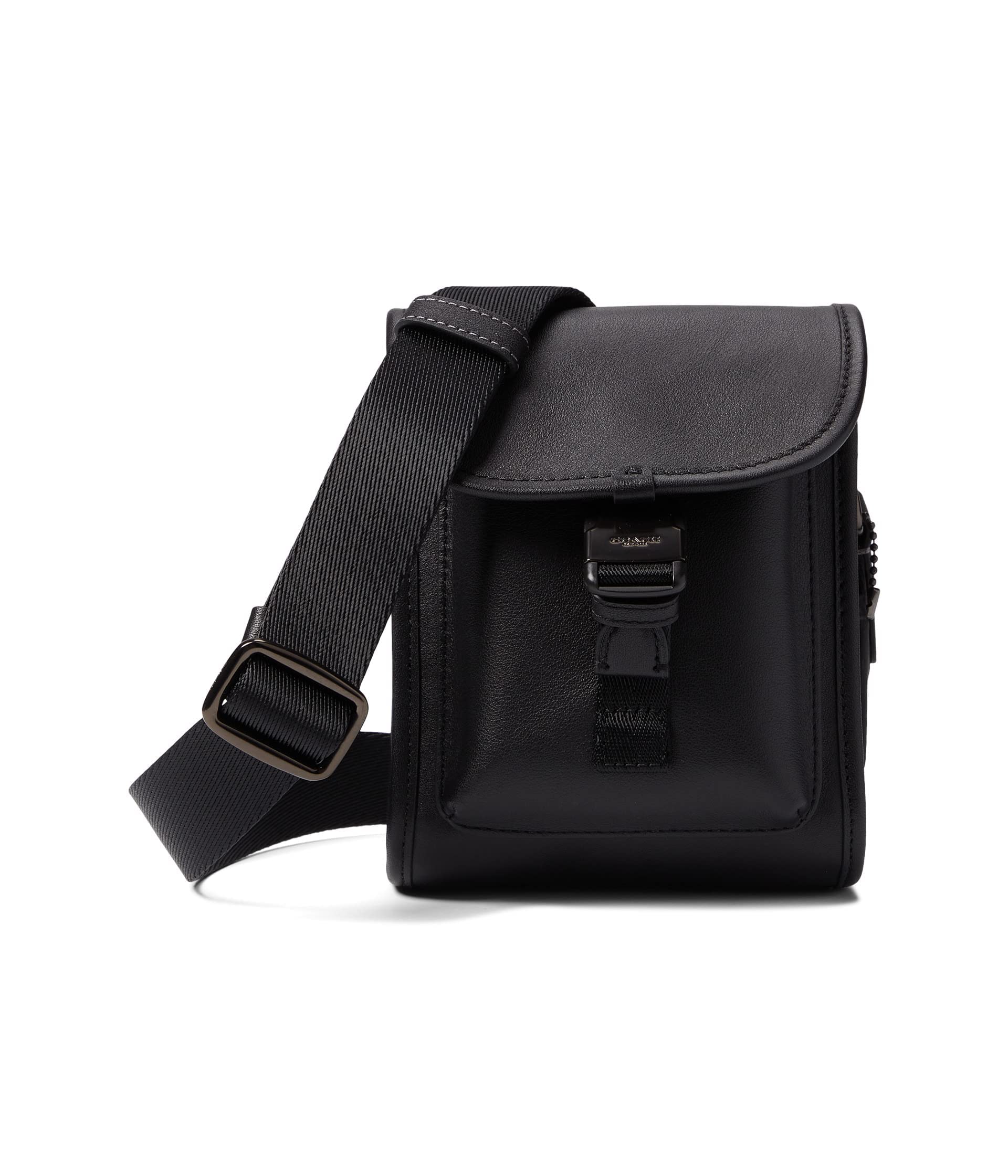 COACH Men's Charter North/South Crossbody Bag in Smooth Leather - Black | Stylish & Durable Hybrid Design for Everyday Use, Travel & Work