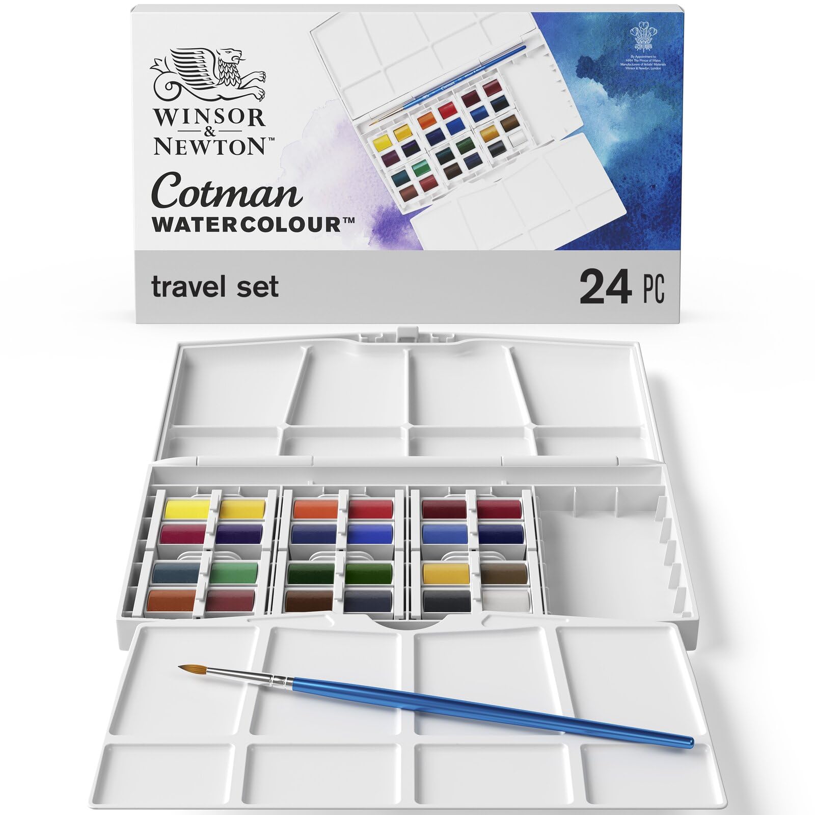 Winsor & Newton Cotman Watercolor Paint Set - 24 Half Pans Professional Studio Watercolor Kit for Artists | Perfect for Sketching, Illustration & Watercolor Painting