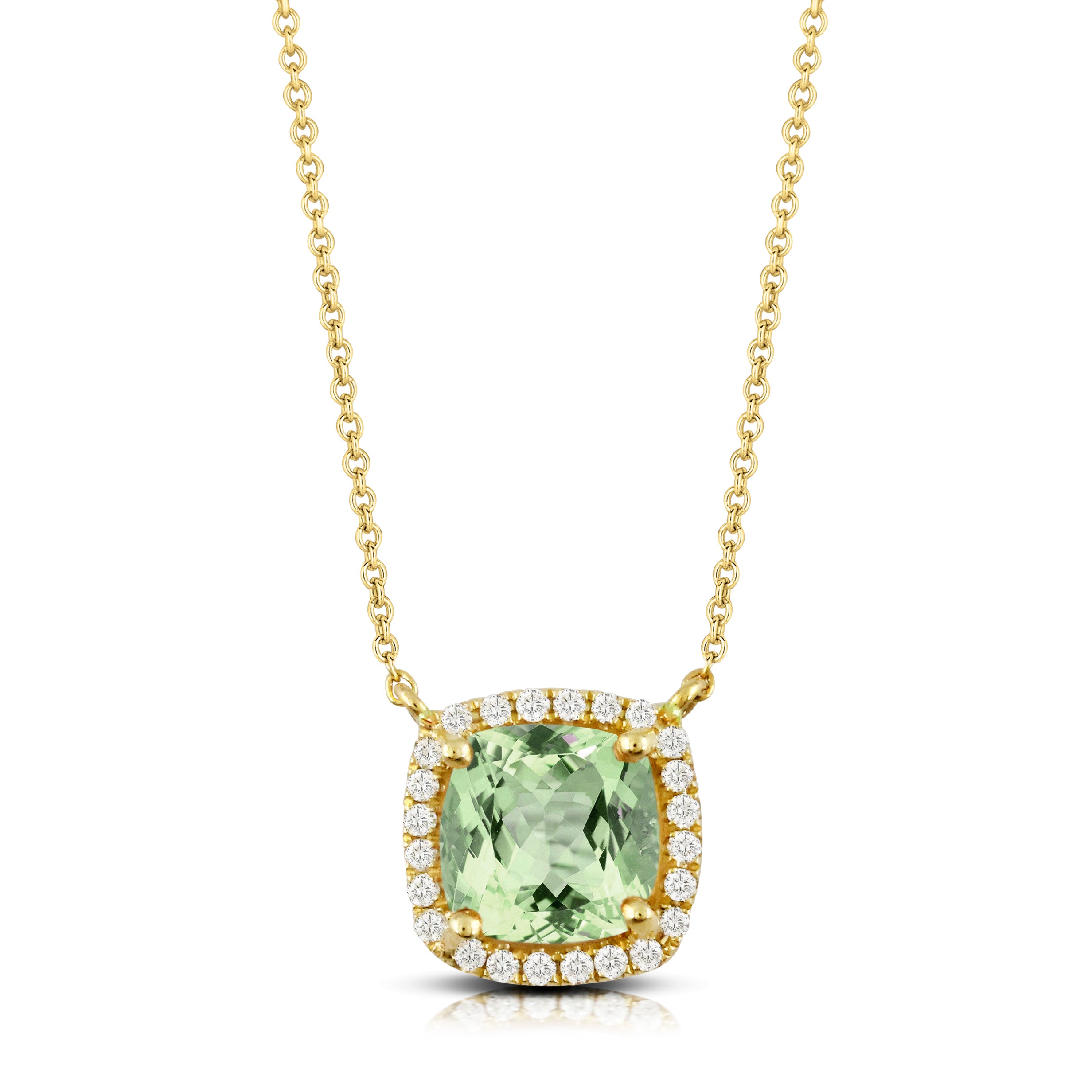 18K Yellow Gold Green Amethyst & Diamond Necklace for Women - Elegant Jewelry Gift for Birthday, Anniversary & Special Occasions