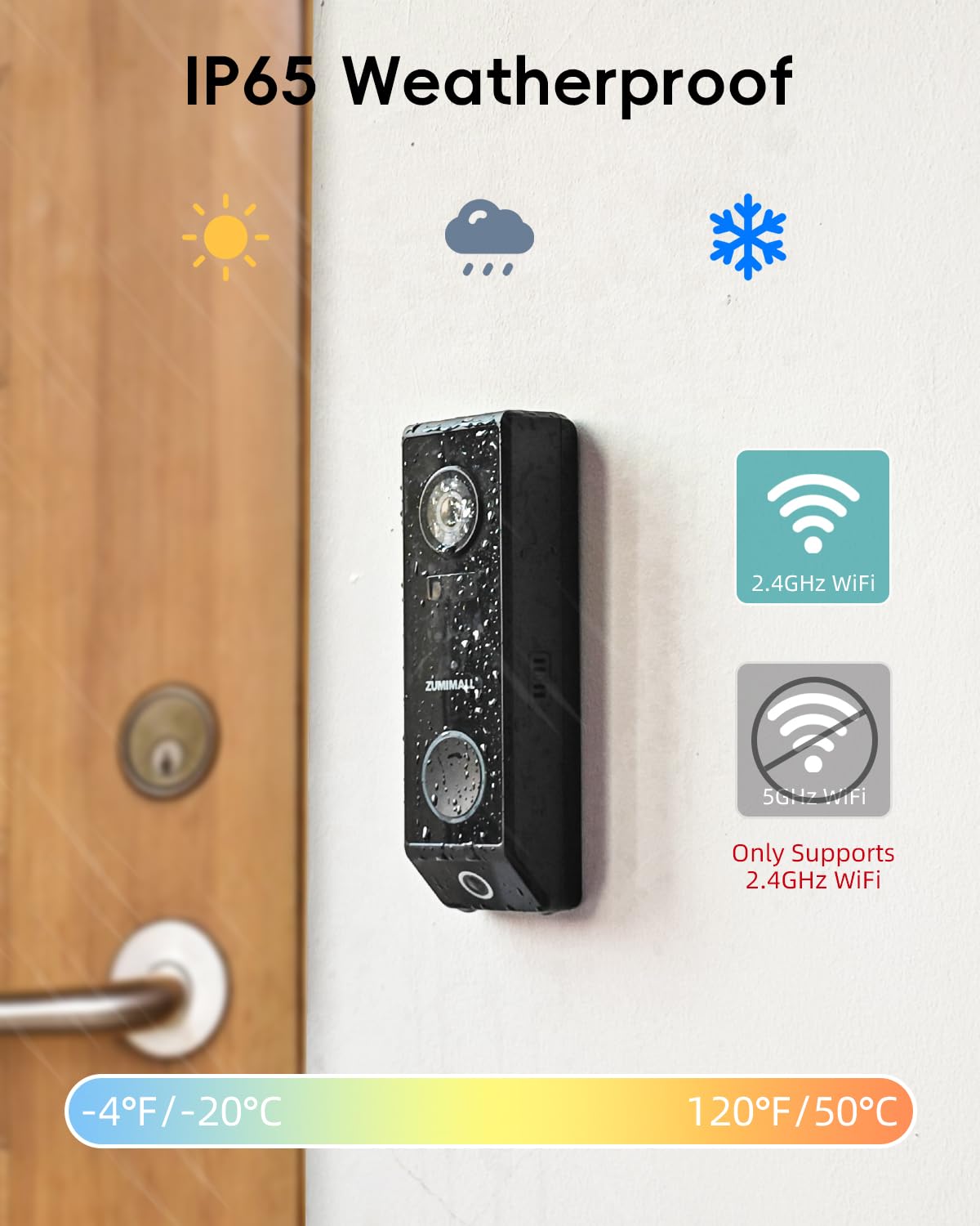 ZUMIMALL 2K HD Dual Lens Video Doorbell Camera with Wireless Chime - Solar & Battery Powered, No Monthly Fees, Wireless/Wired Installation, 2-Way Talk, IP65 Weatherproof, Cloud Storage, Alexa Compatible, PIR Motion Detection, AI Recognition, 2.4G WiFi - Perfect for Home Security & Smart Door Monitoring