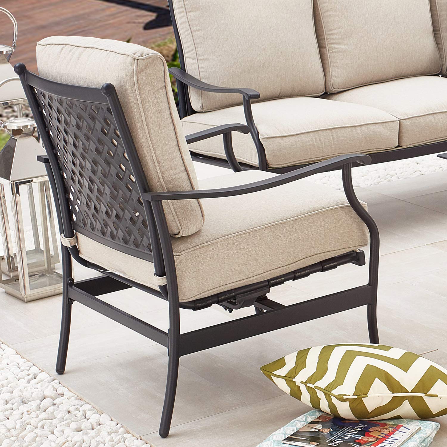 PatioFestival 6-Piece Outdoor Conversation Set with Cushions & All-Weather Galvanized Steel Frame - Beige Patio Furniture for Garden, Backyard, Poolside Relaxation