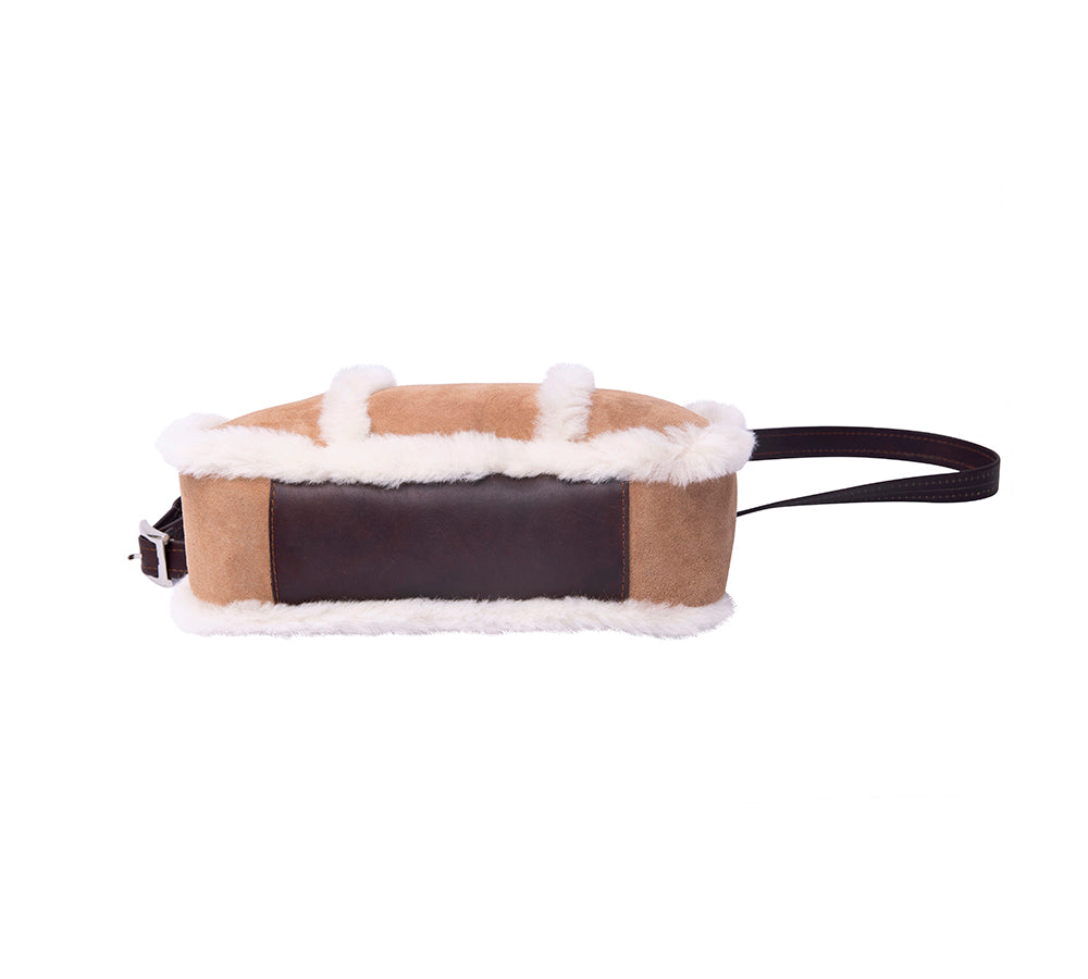 Women's Genuine Sheepskin Wool Lined Zip Shoulder Bag - Stylish & Warm Winter Crossbody Purse for Daily Use, Travel & Outdoor Activities