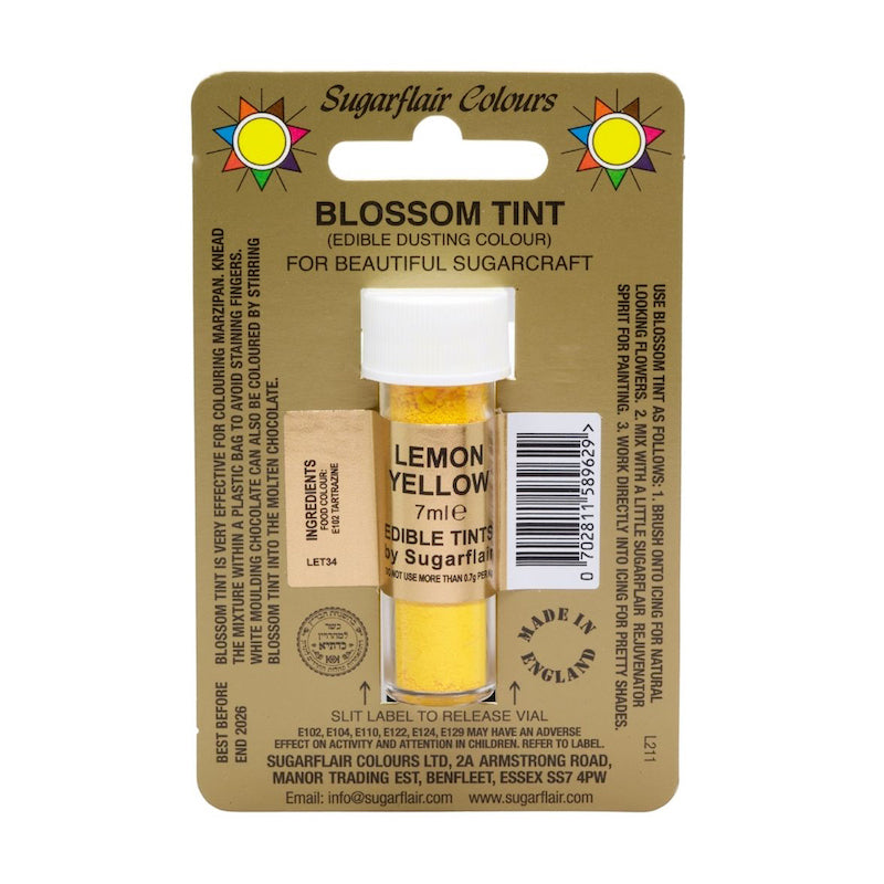 SUGARFLAIR Lemon Yellow Blossom Tint - Edible Food Coloring Dust for Baking, Cake Decorating & Dessert Making (7ml) | Vibrant Yellow Shade for Cookies, Cupcakes & Macarons