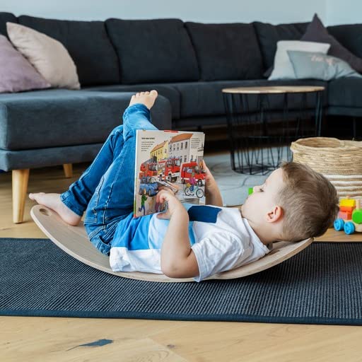 WAHU Wooden Balance Board - Rocker Roller Surf Balance Board for Kids & Adults - 100% Natural Wood - Improve Balance & Core Strength - Perfect for Surf Training, Yoga & Fitness at Home