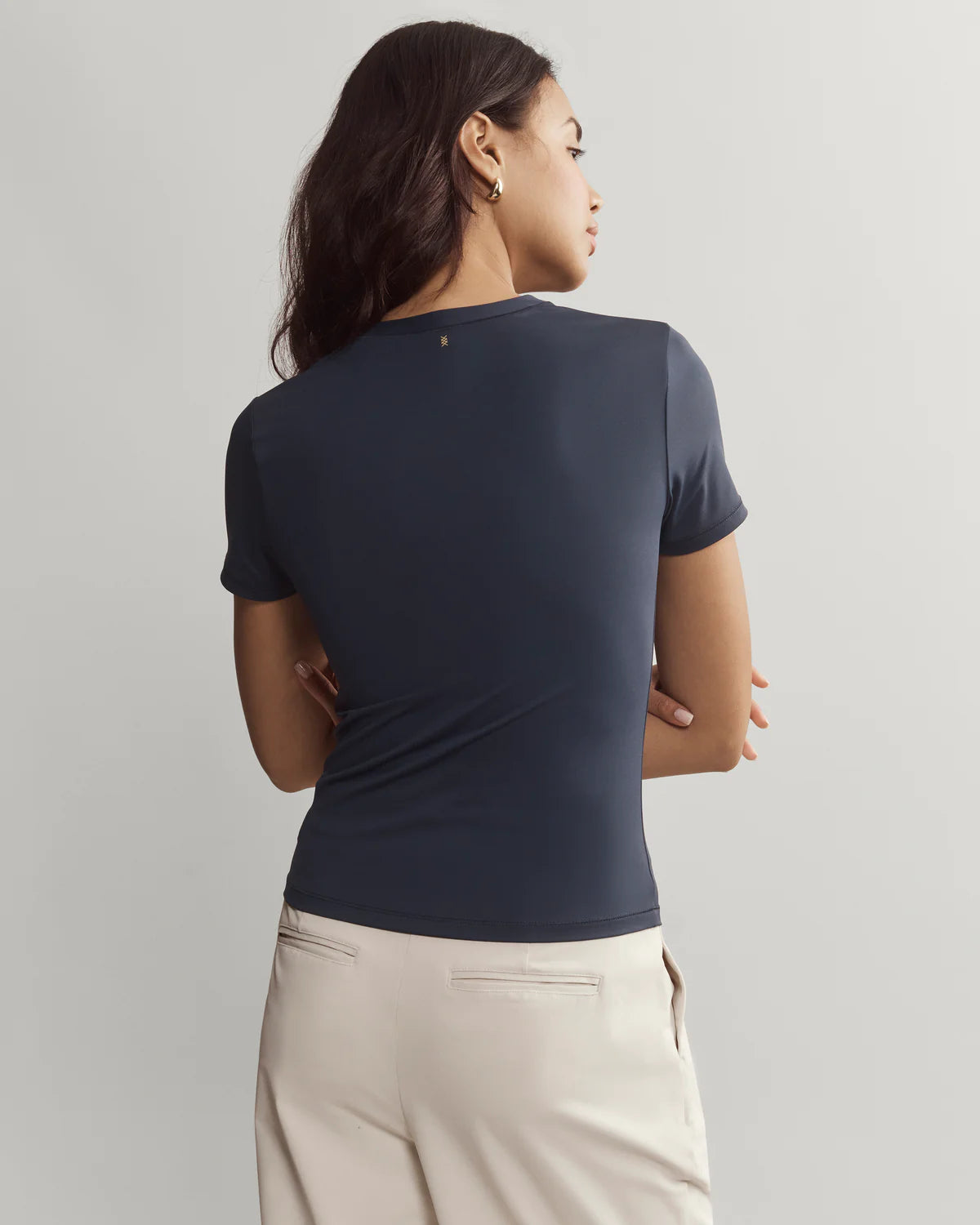Rhone Women's Ultimate Layer T-Shirt - Soft Breathable Navy Blue Tee for Workouts, Yoga & Everyday Wear