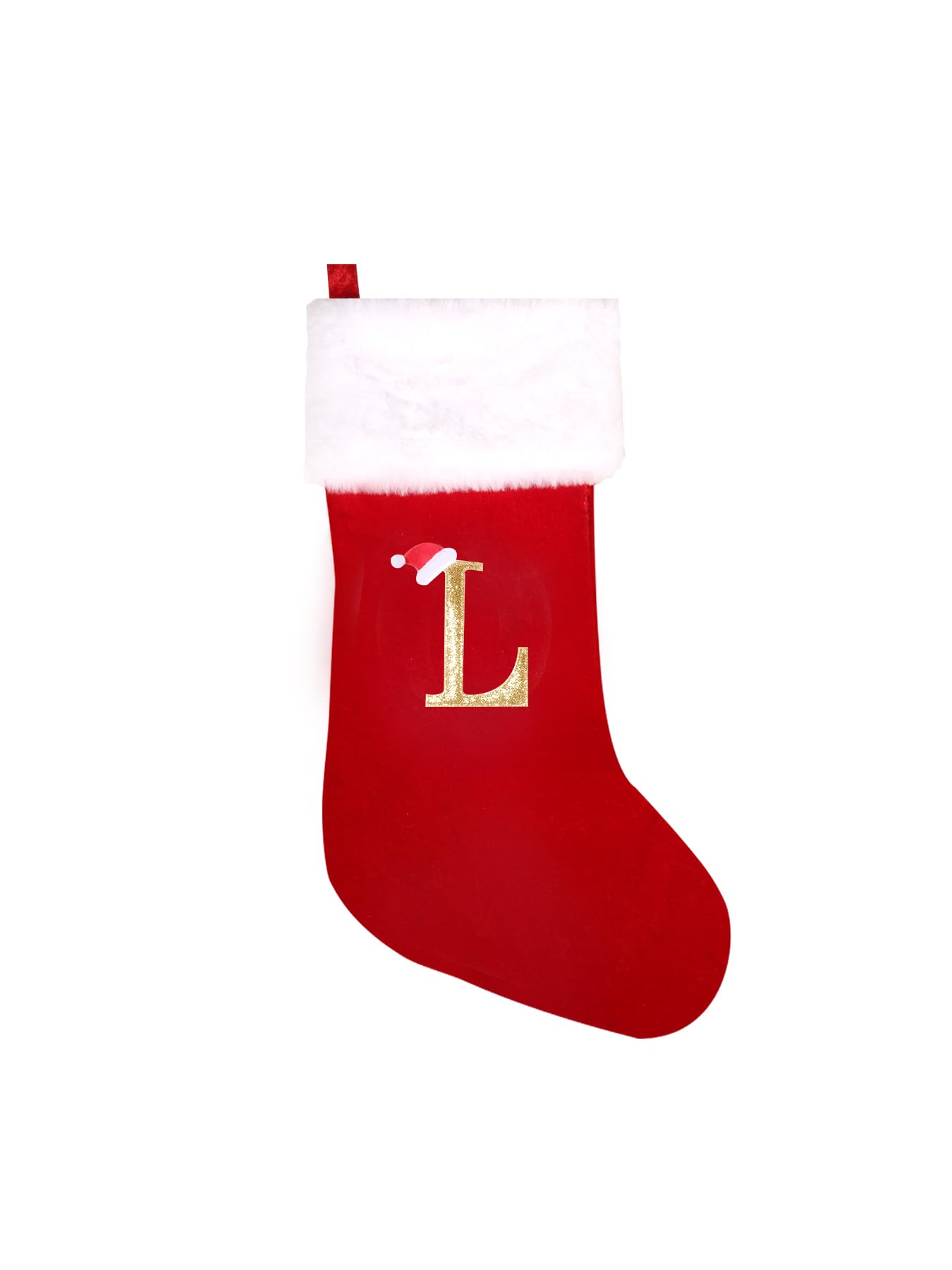 20 Inch Super Soft Plush Monogram Christmas Stockings - Personalized Embroidered Letter Xmas Stocking for Fireplace Decor, Rustic Holiday Home Decoration (Perfect for Gifts & Family Traditions)