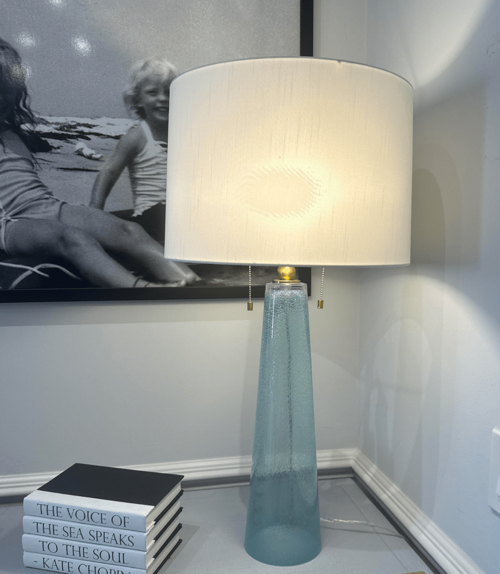 Elegant Trowbridge Glass Table Lamp - Modern Home & Office Decor for Living Room, Bedroom, or Study - Soft Ambient Lighting