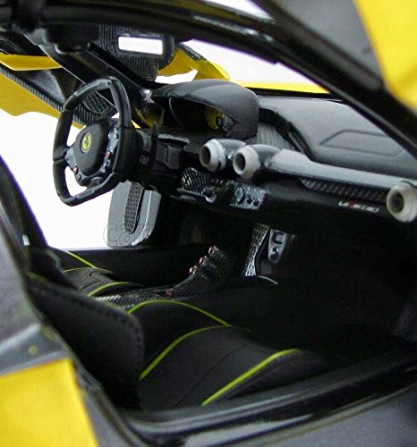 1/18 Scale Ferrari LaFerrari F70 Hybrid Diecast Model Car - Yellow with Black Top Elite Edition by Hot Wheels | Collectible Sports Car for Display, Gift, or Racing Enthusiasts