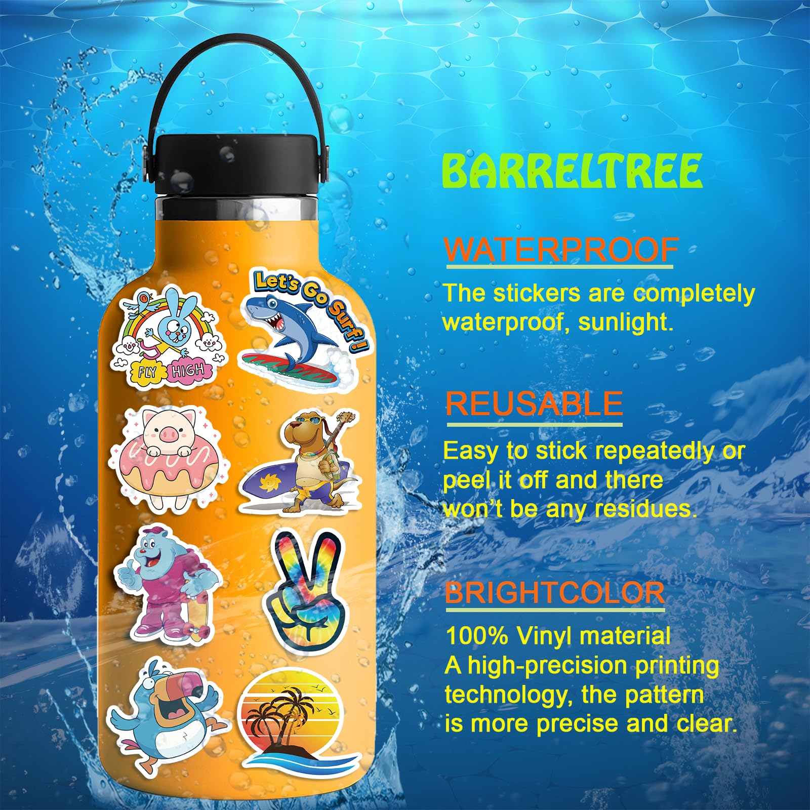 300 PCS Waterproof Vinyl Stickers for Hydro Flask, Water Bottles, Skateboards, Phones & Laptops - Cute VSCO Style Decals for Kids, Teens & Girls - Perfect for School, DIY Crafts & Personalizing Accessories