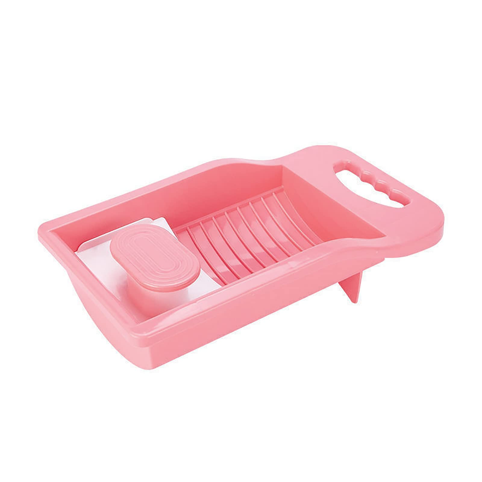 Mini Hand Washboard for Laundry - Portable Plastic Non-Slip Washing Board for Clothes, Underwear & Socks - Ideal for Home, Travel, Camping & Emergency Use (Pink)