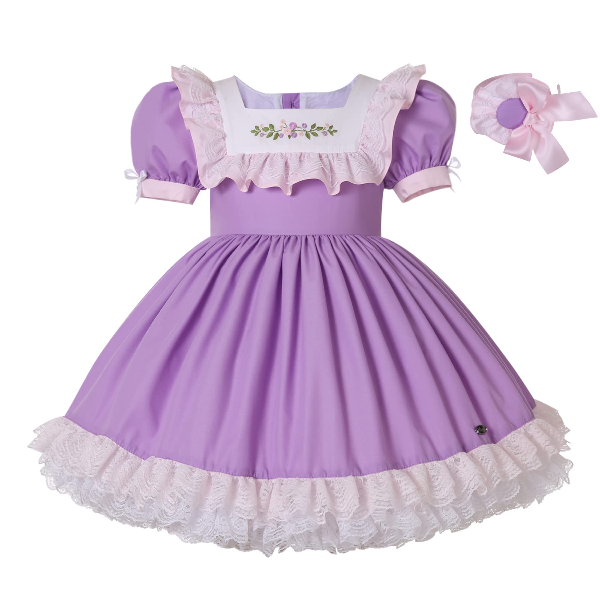Pettigirl Girls Elegant Purple Ruffle Petticoat Dress for Spring Summer - Toddler Holiday Party Outfit & Special Occasion Wear