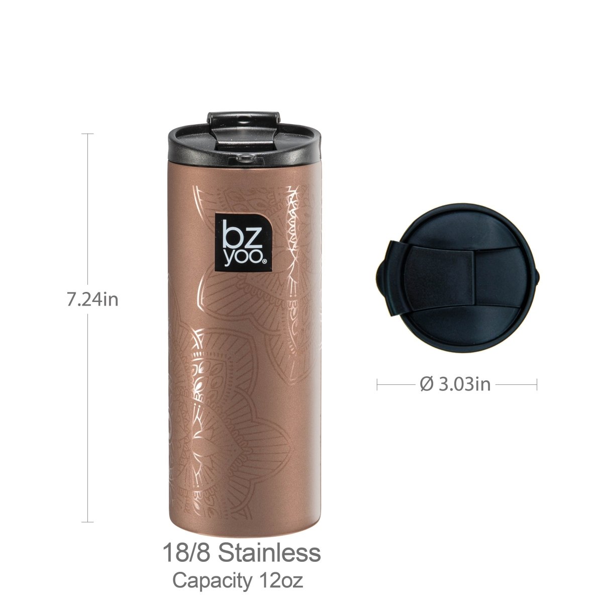 12oz Stainless Steel Vacuum Insulated Tumbler with Double Wall - Gold | Hot & Cold Drink Cup for Coffee, Tea, Smoothies | Perfect for Office, Travel, Camping & Outdoor Activities