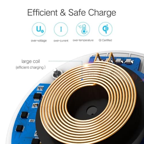 Fast Wireless Charger Pad 10W for Xiaomi Mix 4 - Soft Touch Qi-Certified Charging Station | Perfect for Home, Office & Travel Use