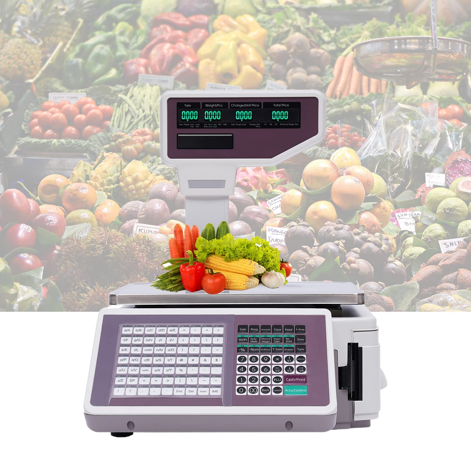 30/60lbs Digital Label Printing Scale with LCD Display - 5g/0.011lbs High Precision Commercial Weight Price Computing Scale for Retail Stores, Supermarkets & Small Businesses (US Stock) | Perfect for Pricing, Inventory Management & Checkout Counters
