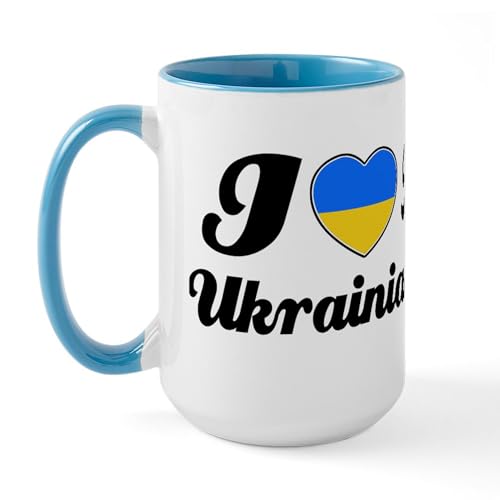 White/Blue Inside - I Love My Ukrainian Wife Large Mug
