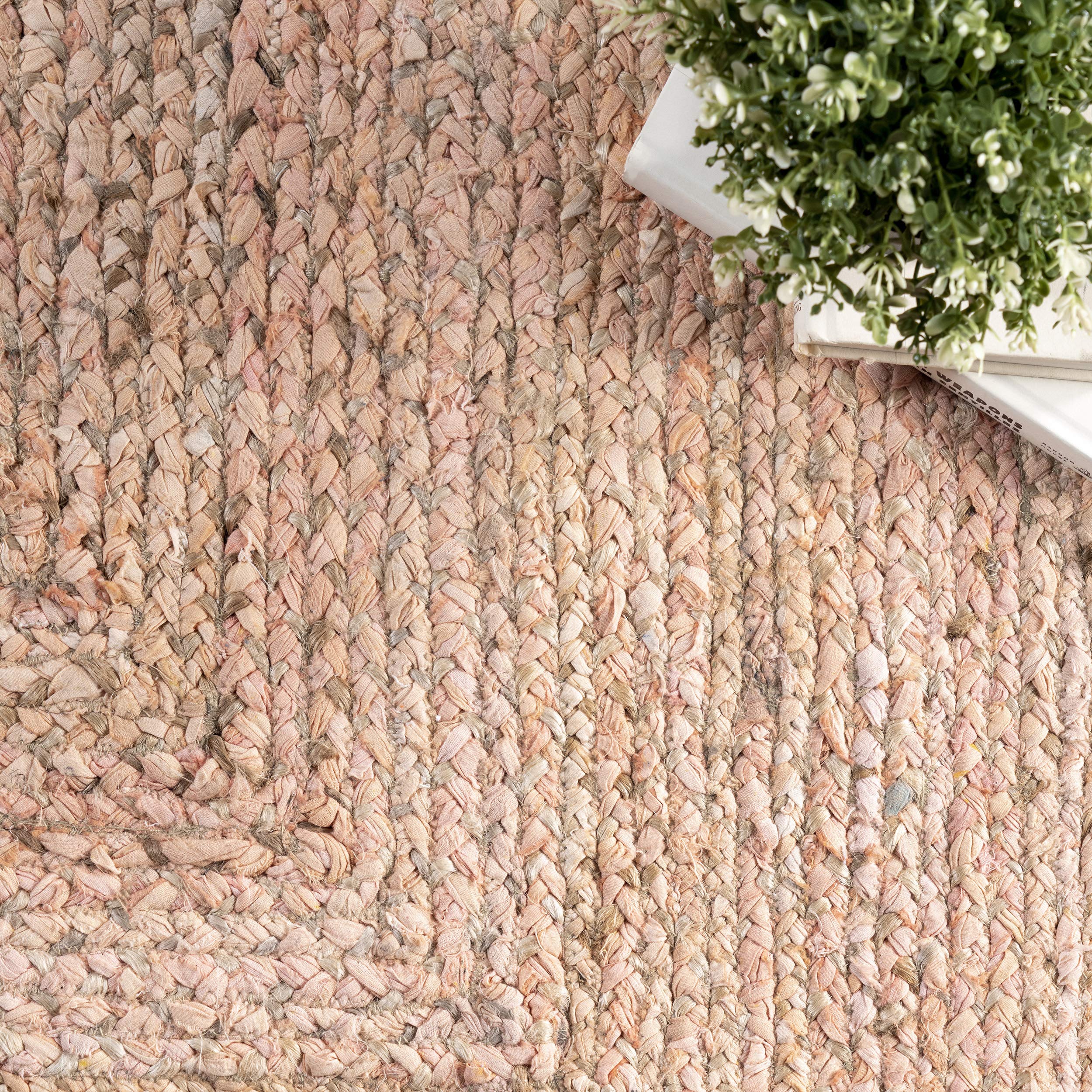 nuLOOM Hand Braided Otelia Denim and Jute Area Rug 5'x8' - Soft Beige Bohemian Style Rug for Living Room, Bedroom, or Dorm Decor