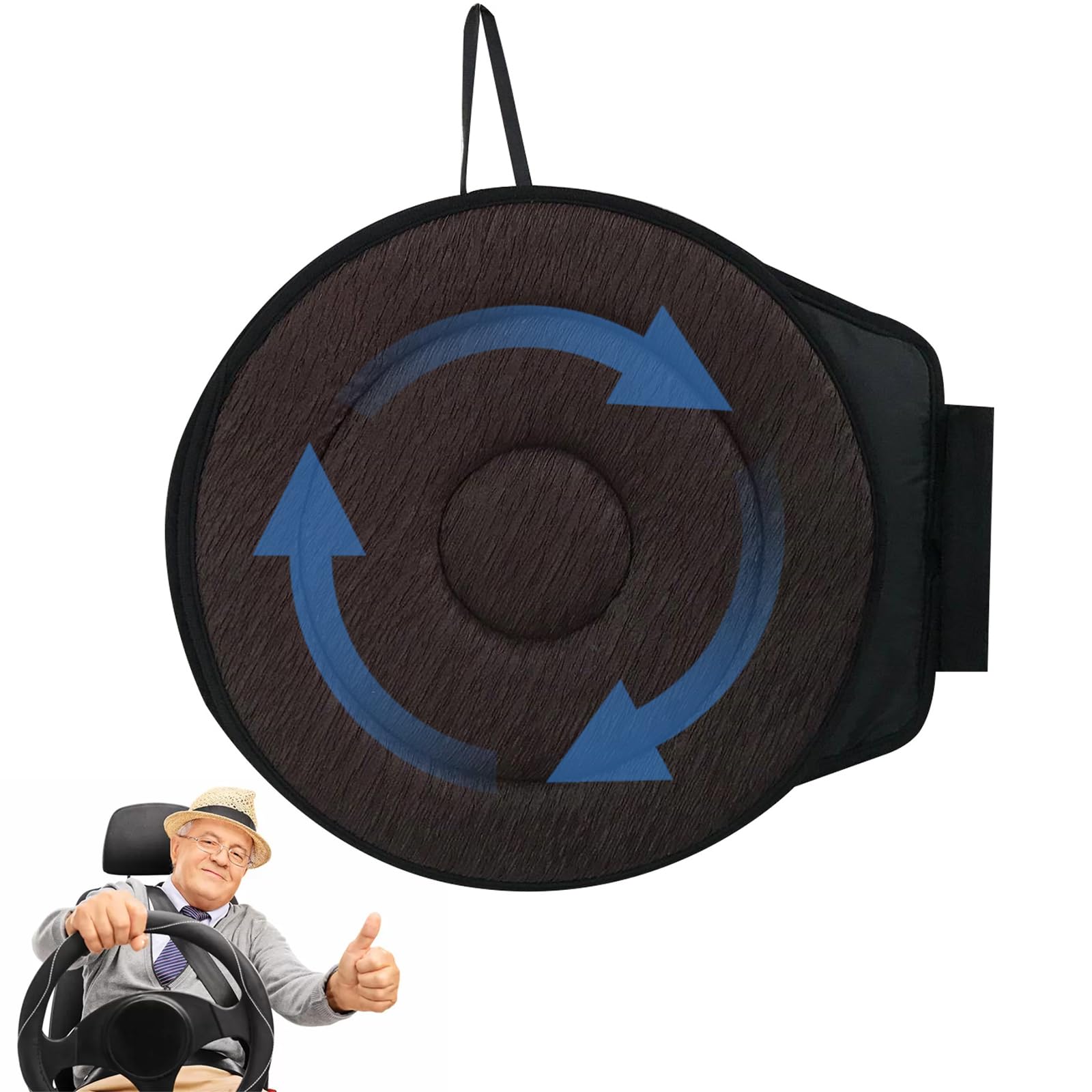 360 Degree Swivel Car Seat Cushion for Elderly & Disabled - Rotating Transfer Cushion with Non-Slip Base, Easy Turning from Bed to Wheelchair or Chair (Dark Gray) - Ideal for Home Care, Hospitals & Mobility Assistance