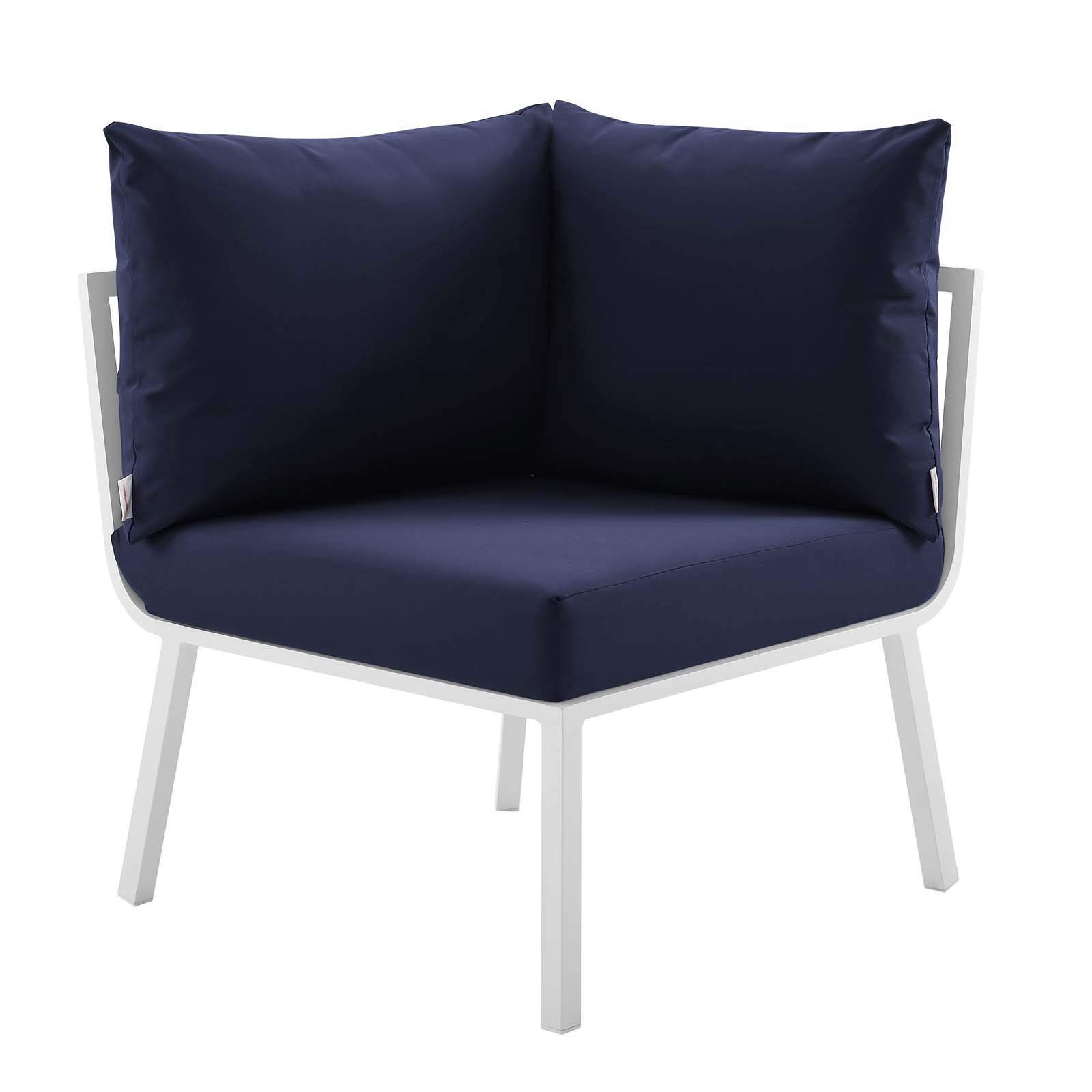 Modway Riverside 4-Piece Outdoor Patio Furniture Set - White & Navy - Perfect for Backyard, Poolside & Garden Relaxation