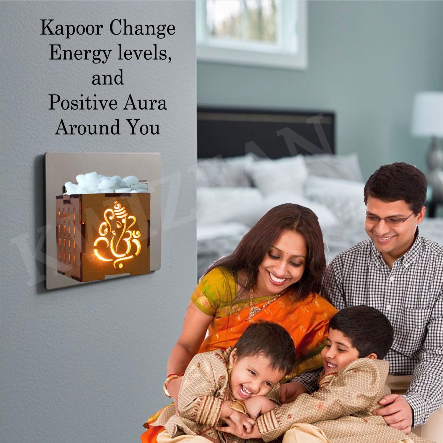 KWIZEAN Electric Camphor Burner Machine - Wooden Karpooram Kapoor Dani Diffuser with Ganesha Design for Home Fragrance & Aromatherapy | Perfect for Meditation, Yoga, and Relaxation Spaces