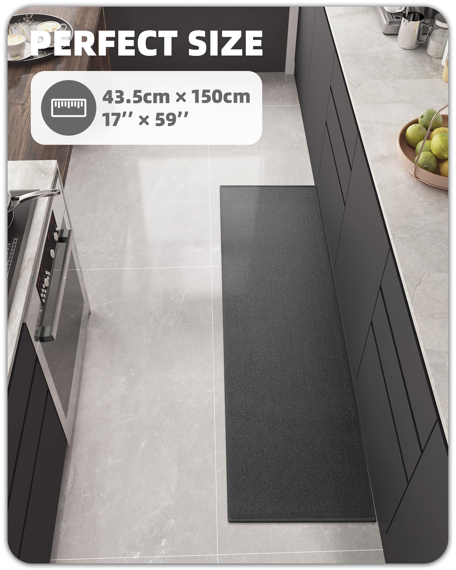Non-Slip Dark Gray Kitchen Runner Rug 17