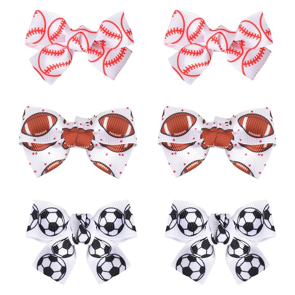 Girls Softball Baseball Hair Bows Set - Toddler Hair Clips for Sports & Gifts