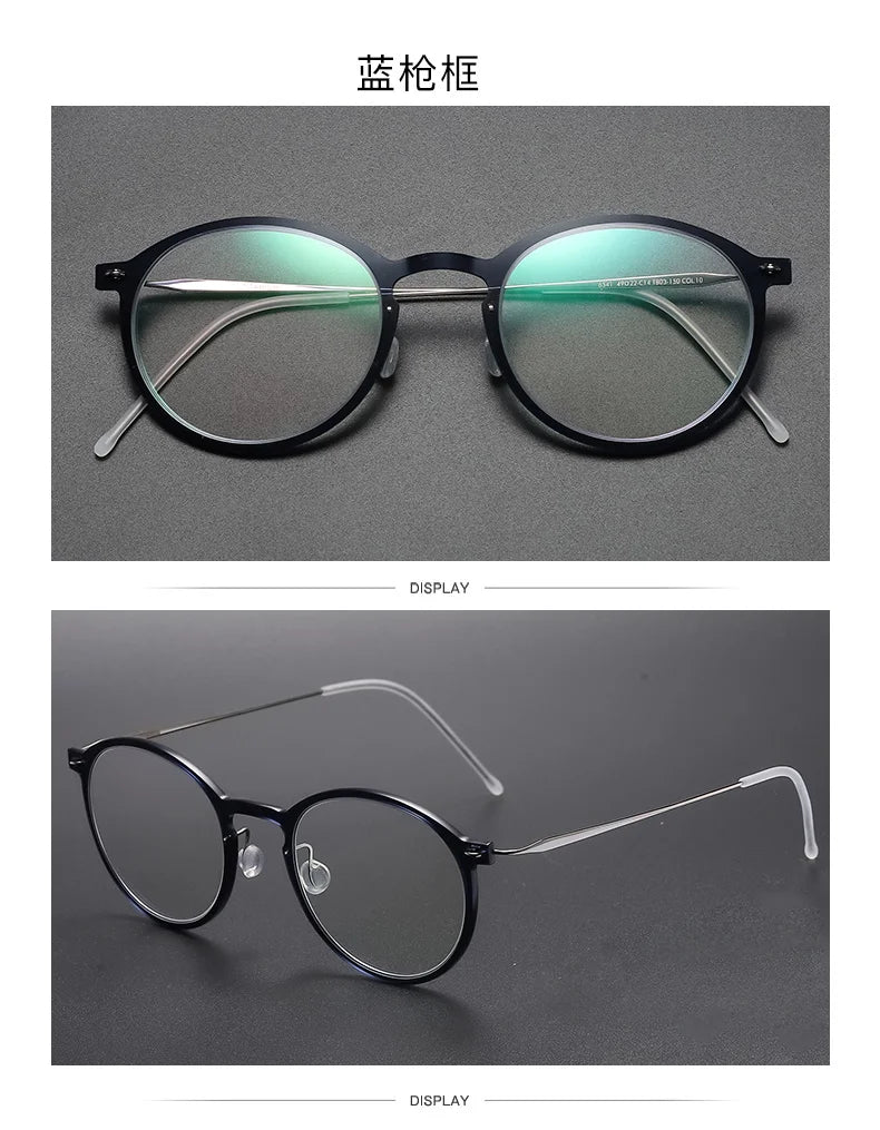 Unisex Full Rim Round Screwless Titanium Acetate Eyeglasses 6541 - Lightweight Durable Glasses for Work, Reading & Fashion | Aimee Eyewear