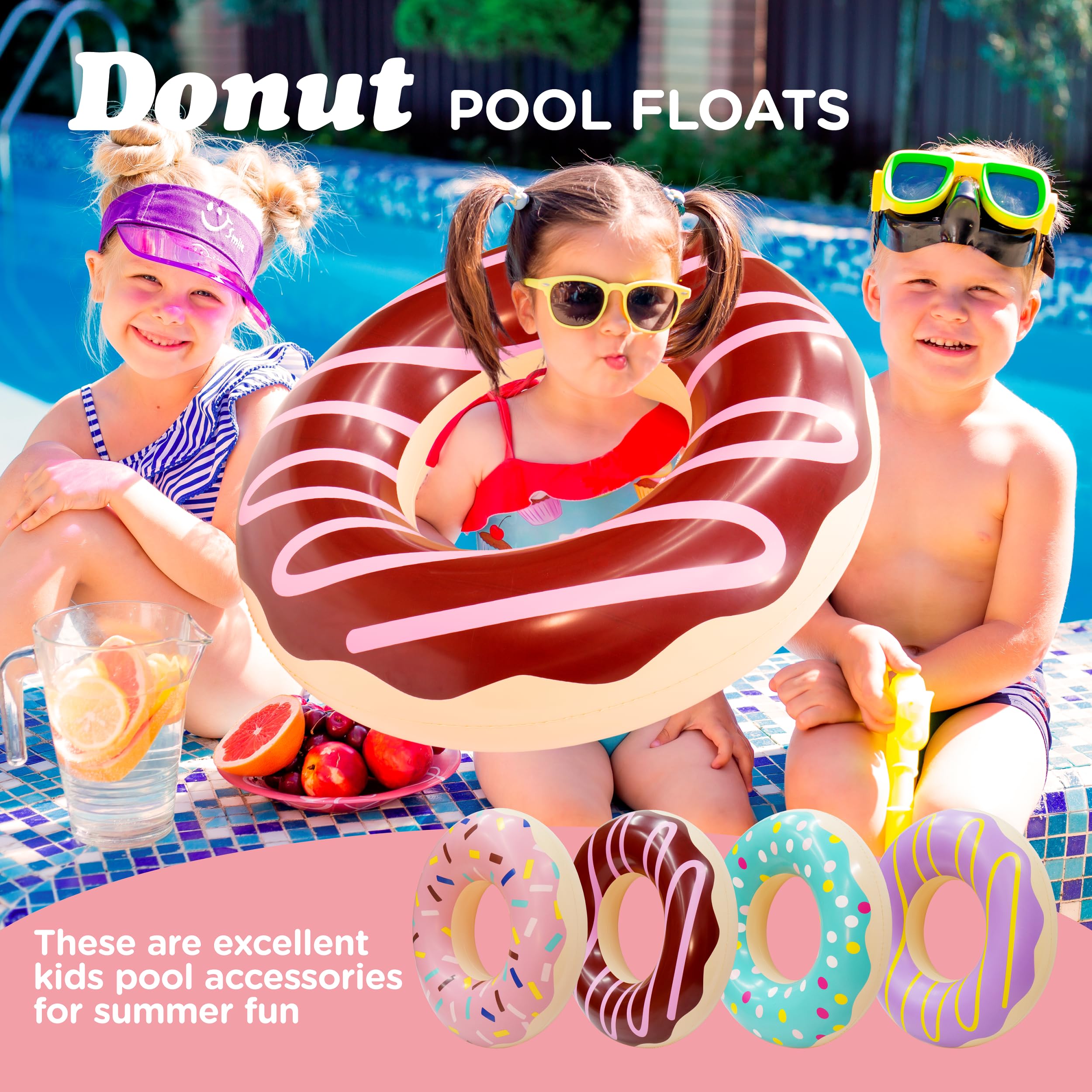 4E's Novelty Donut Pool Floats for Kids & Adults - 30
