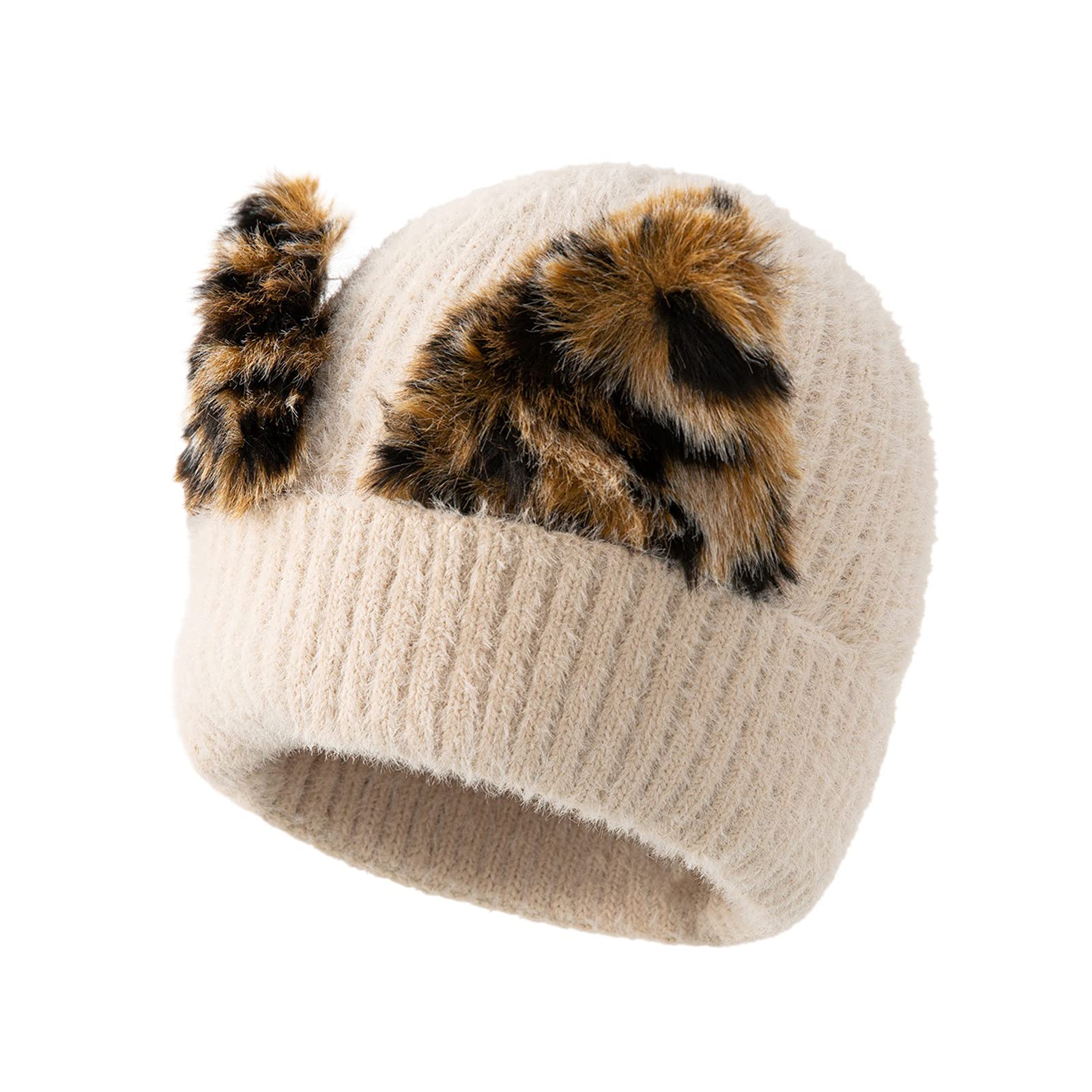 Women's Knit Winter Hat with Faux Fur Pom - Warm Beanie for Small Heads - Perfect for Cold Weather, Outdoor Activities & Fashion Accessory