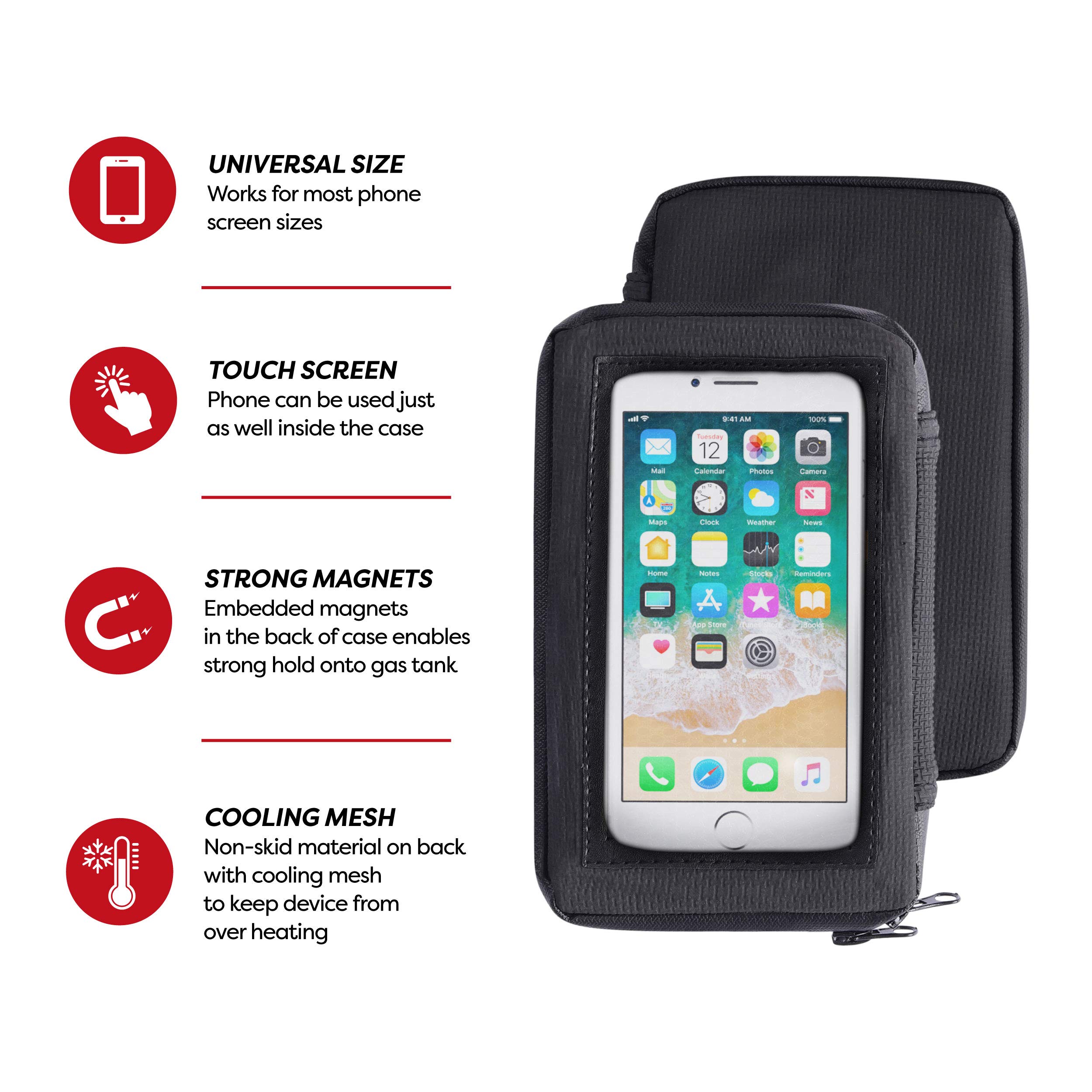 Waterproof Motorcycle Phone Case Holder - Magnetic Phone Pouch with Large Zipper Pocket | Touchscreen Accessible | Ideal for Riding, Commuting & Outdoor Adventures