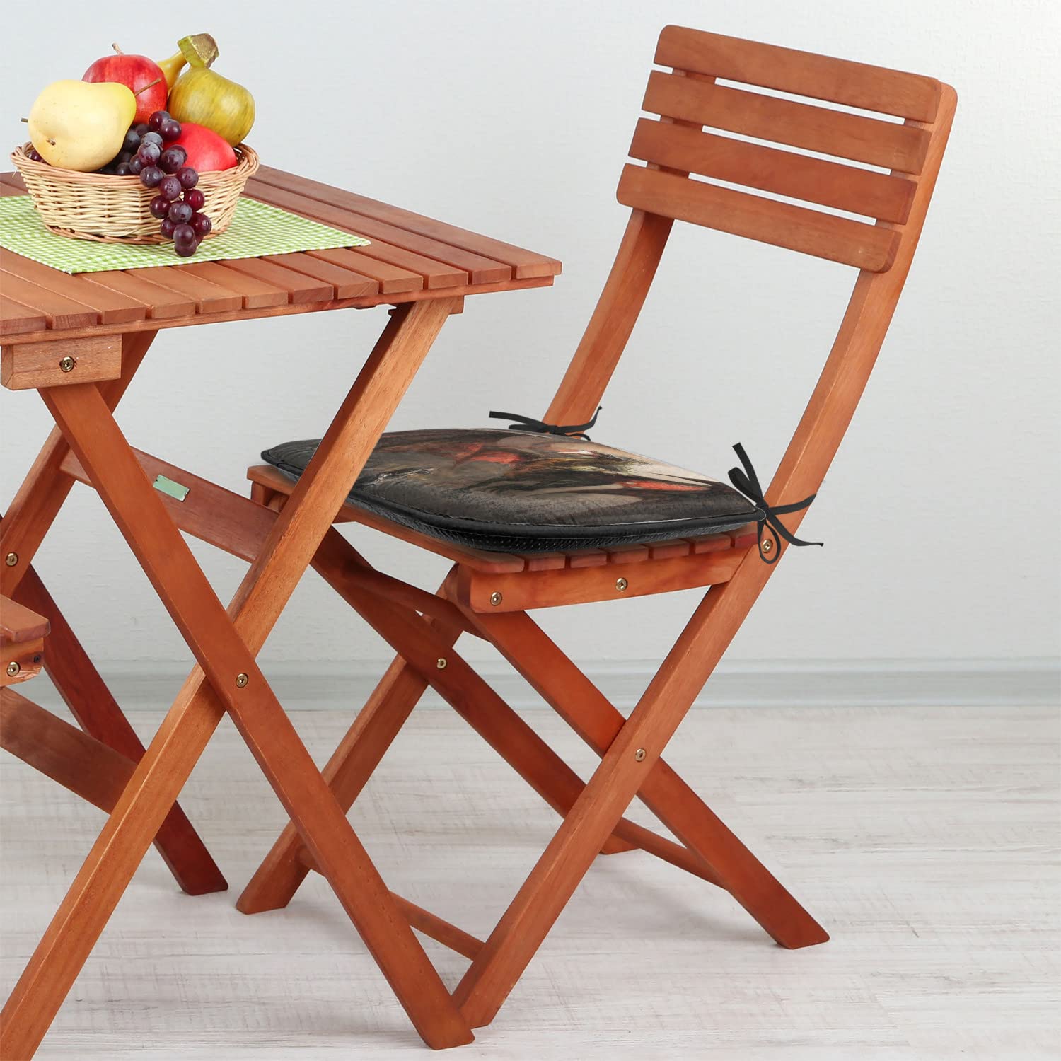 Lunarable Dragon Chair Cushion Set of 12 - Medieval Knight vs Dragon Fantasy Themed Anti-Slip Seat Pads 16x16 Inches, Orange & Brown - Perfect for Kitchen, Dining Room & Patio Furniture Decor