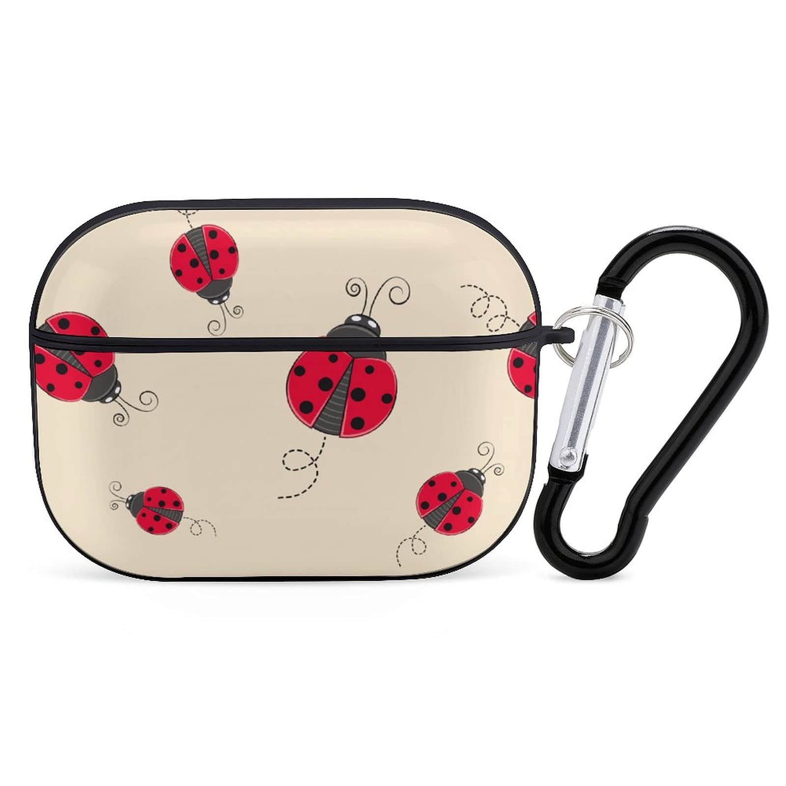 Cute Red Ladybug Cartoon AirPods Pro Case Cover with Keychain - Shockproof Protective Wireless Charging Headphone Accessories for Men & Women - Perfect for Travel, Work, and Daily Use