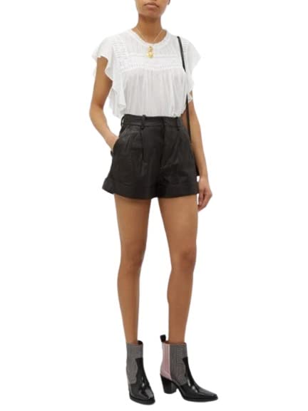 Soft Lambskin Leather Cropped Biker Shorts for Women - Slim Fit Mini Motorcycle Shorts for Girls | Perfect for Riding, Gym & Streetwear Fashion