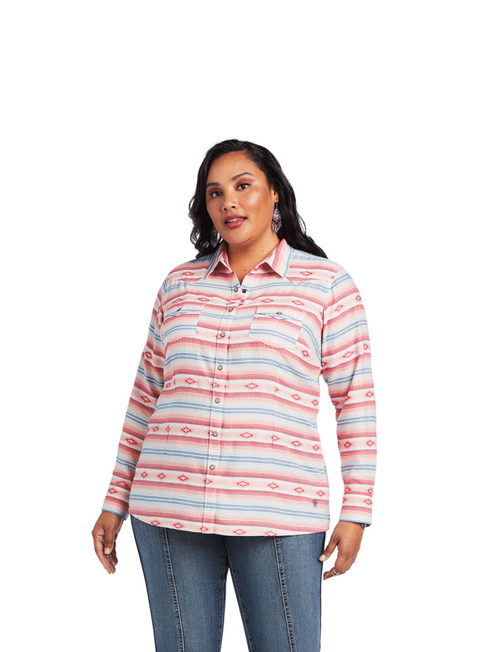 Ariat Women's Real Long Sleeve Shirt - Watercolor Serape Jacquard Western Top for Cowgirl Fashion & Rodeo Events