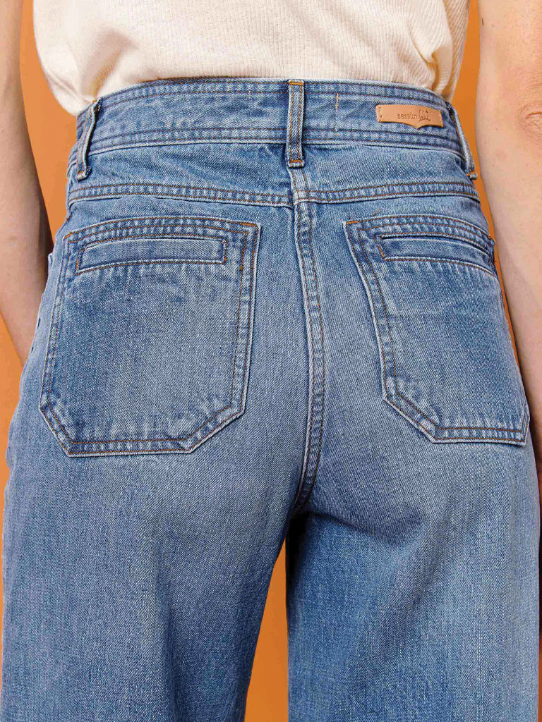 Sessun Johnny O Vintage Blue High-Rise Straight Leg Jeans for Women - Perfect for Casual Outfits and Everyday Wear