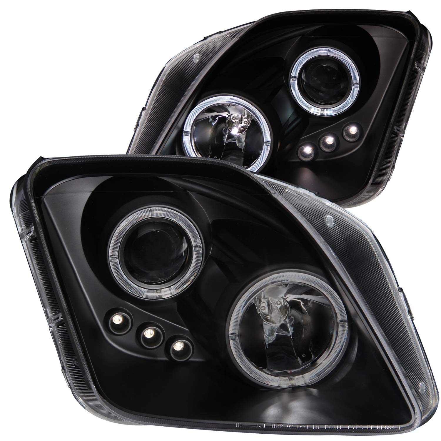 AnzoUSA 121341 Black Clear LED Projector Halo Headlights for Honda Prelude - Pair (Enhance Night Visibility & Style) - Perfect for Night Driving, Car Upgrades & Customization