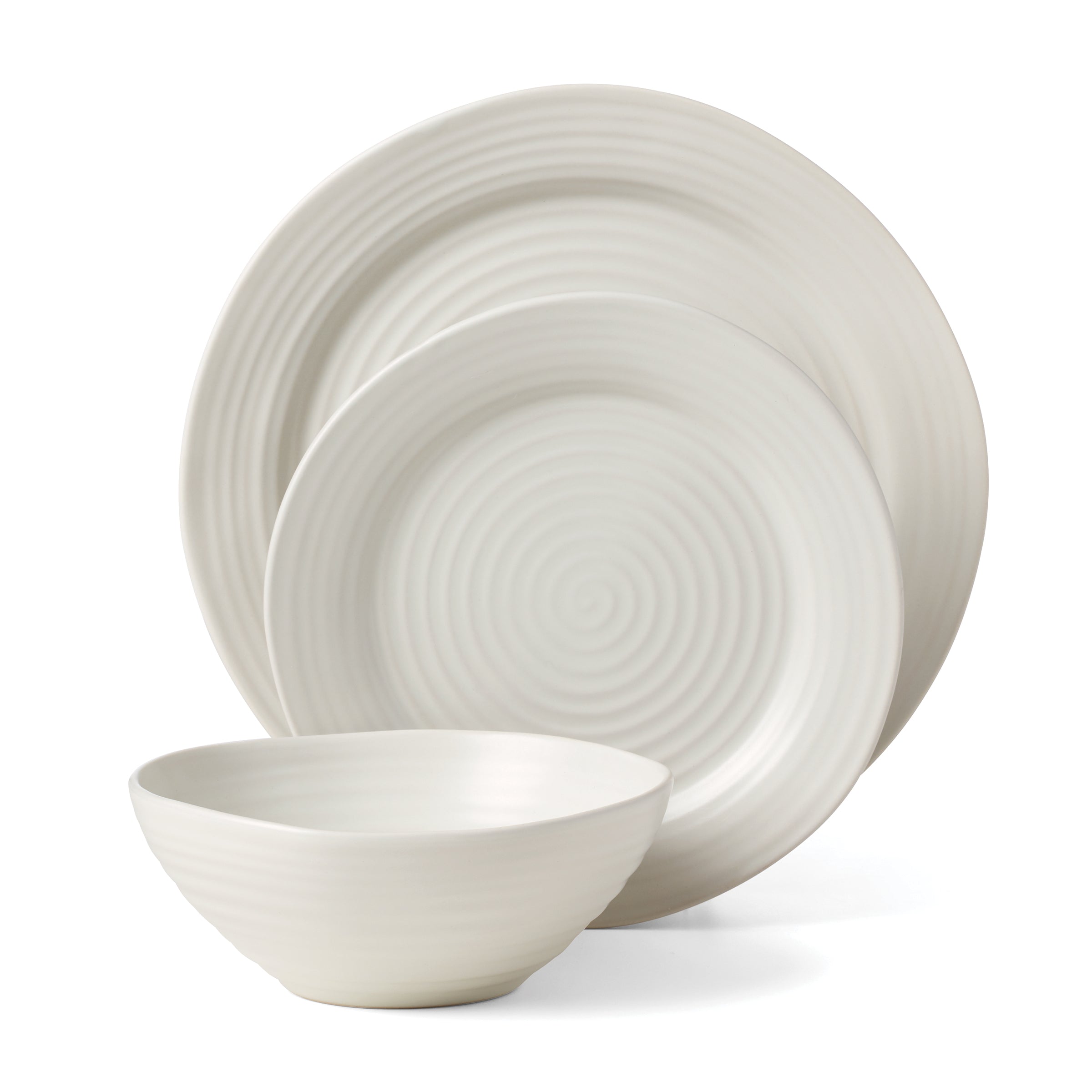 Premium Ridge White 12-Piece Dinnerware Set - Porcelain Plates, Bowls & Mugs - Elegant Dinnerware for Family Meals, Dinner Parties & Restaurant Use