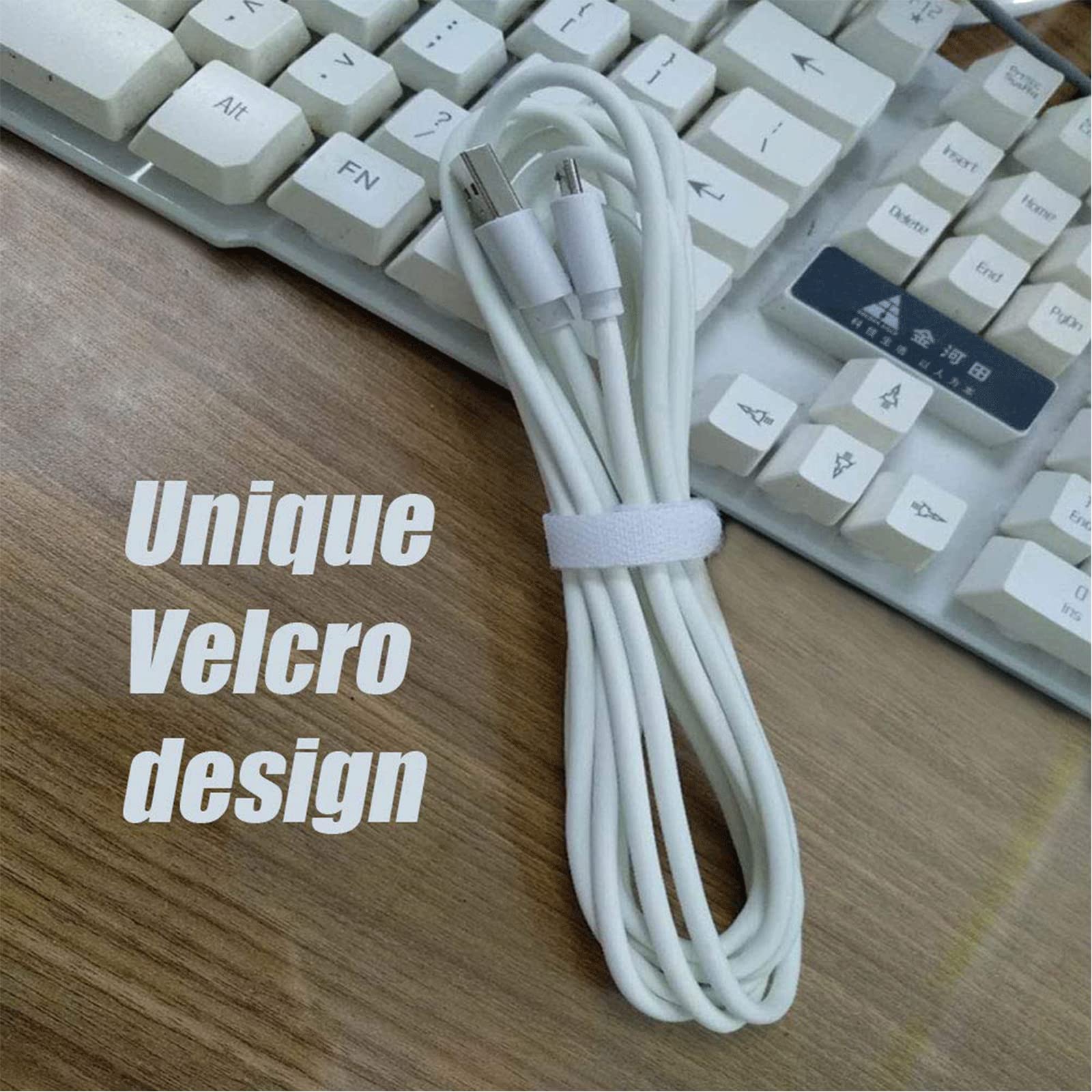 10FT Long Fast Charging USB to Micro USB Cable - High Speed Android Charger Cord for Samsung Galaxy S7/S6 Edge, LG Phone, Kindle Fire - Durable White Charging Wire for Home, Office & Travel Use