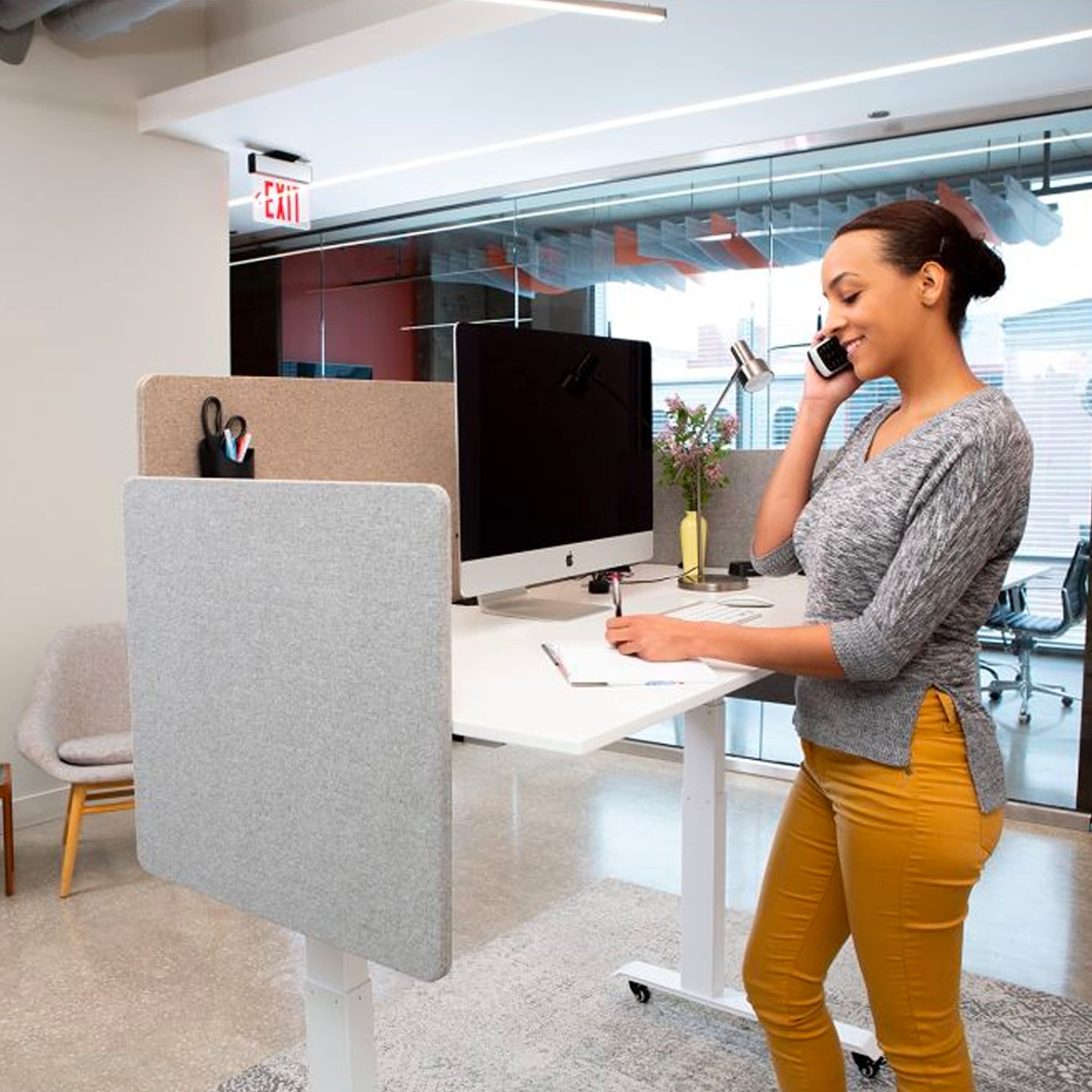 Refocus Clamp-On Acoustic Desk Divider Privacy Panel - 23.6