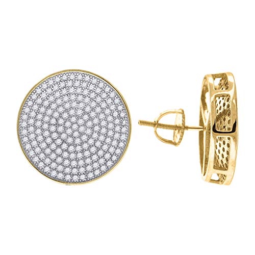 925 Sterling Silver Yellow Tone CZ Cubic Zirconia Simulated Diamond Cluster Unisex Earrings - Hypoallergenic Jewelry Gift for Women, Men - Perfect for Weddings, Parties & Everyday Wear