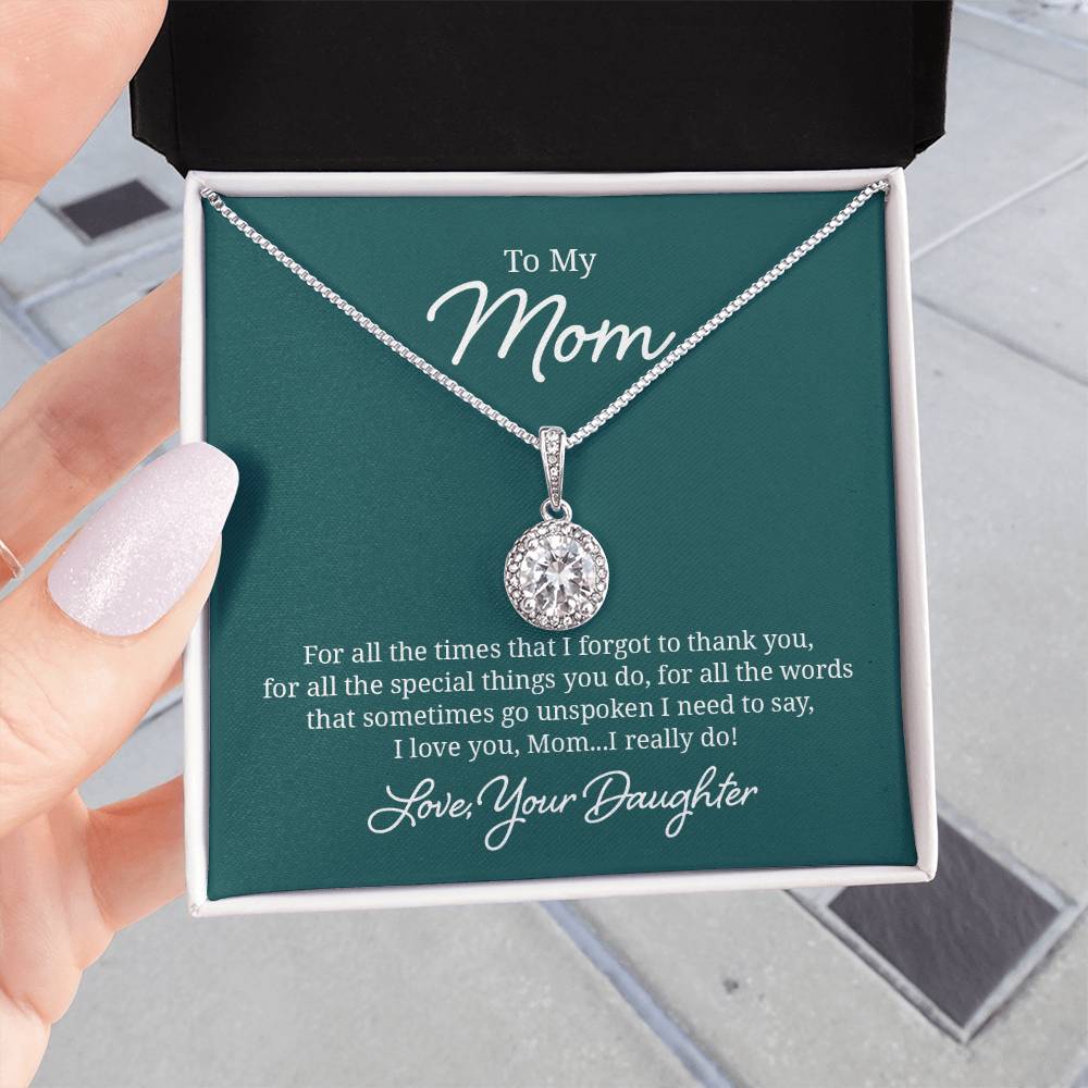 Elegant Jewelry Gift for Mom - Heart Pendant Necklace from Daughter | Perfect for Mother's Day, Birthday & Anniversary Gifts