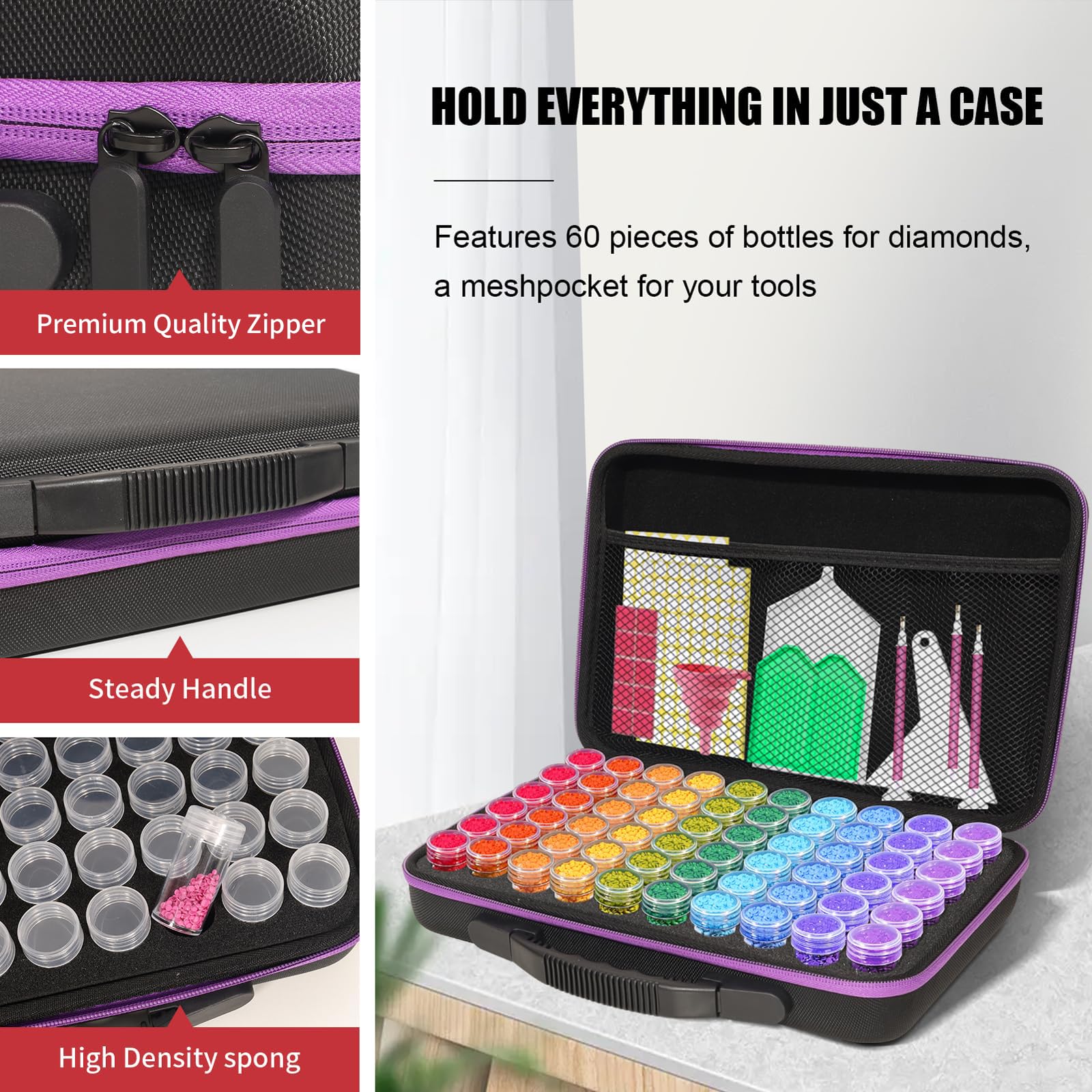 CAIOVSE 120-Slot Diamond Painting Storage Containers Kit - Organizer for Diamond Art, Rhinestones, Beads & Craft Jewelry - Perfect for DIY Projects, Scrapbooking & Home Decor Organization