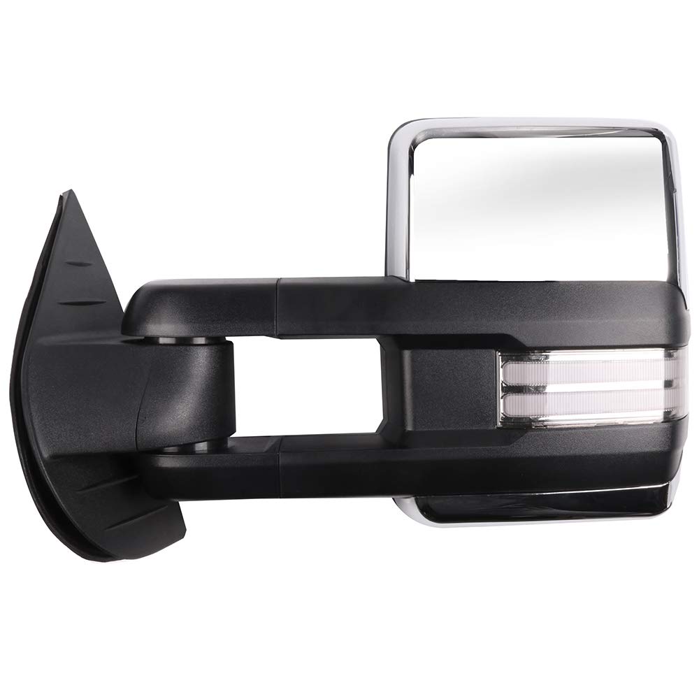 Heated Power Towing Mirrors for 2007-2013 Chevy/GMC Yukon, Yukon XL, Denali & 2014 Sierra 2500/3500 - with Running Lights - Perfect for Towing, Camping & Off-Road Adventures